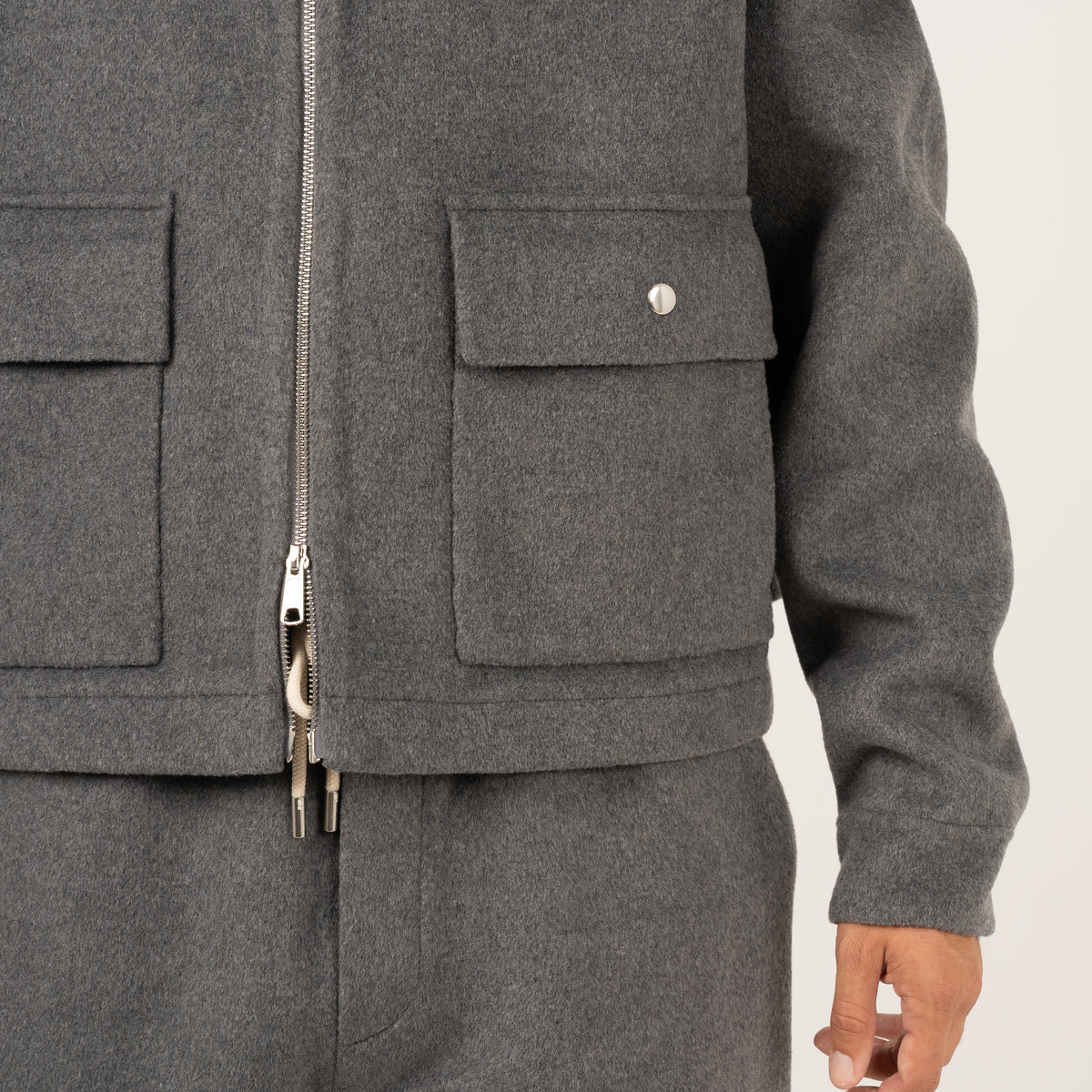 Hopeium Overshirt Grijs | Winter Wooly Short Jacket