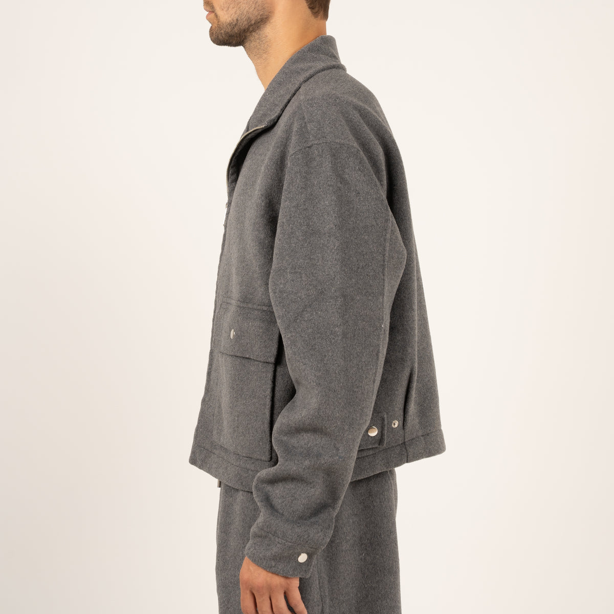 Hopeium Overshirt Grijs | Winter Wooly Short Jacket
