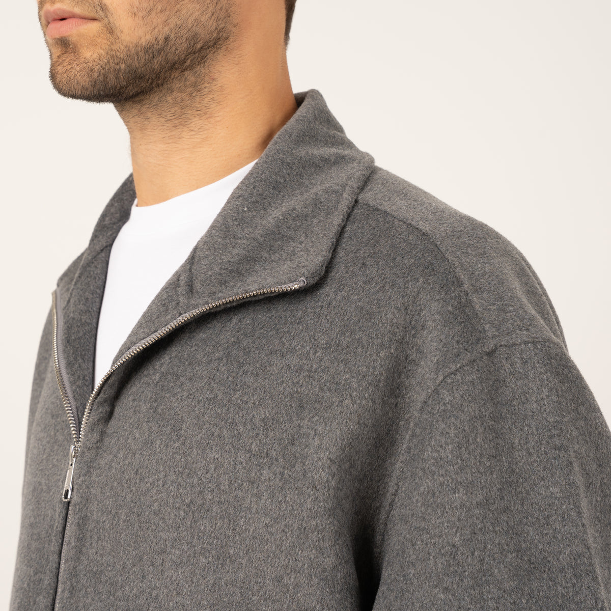 Hopeium Overshirt Grijs | Winter Wooly Short Jacket