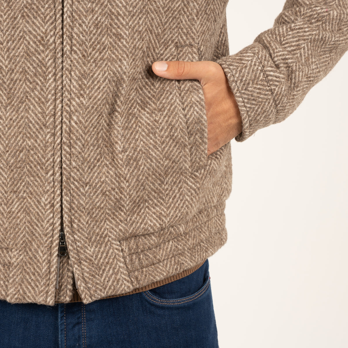 SEVEN DIALS Bomberjack Visgraat Beige | Dhaka