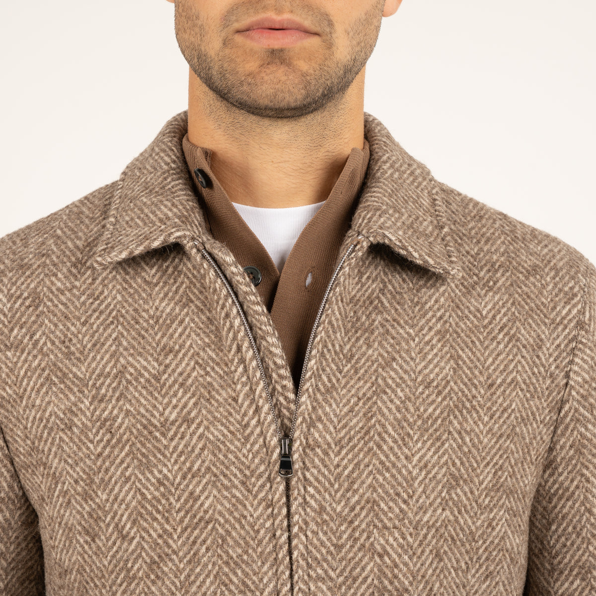 SEVEN DIALS Bomberjack Visgraat Beige | Dhaka