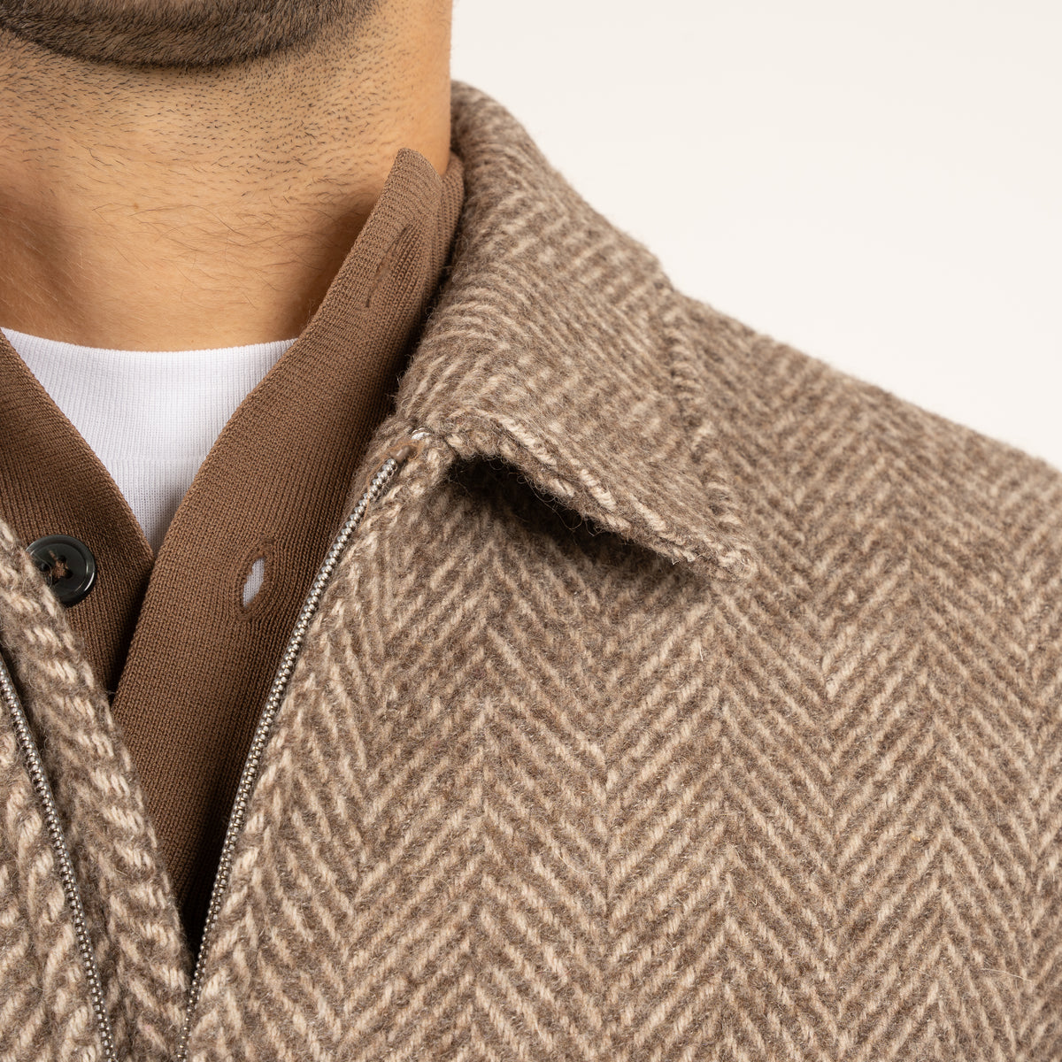 SEVEN DIALS Bomberjack Visgraat Beige | Dhaka