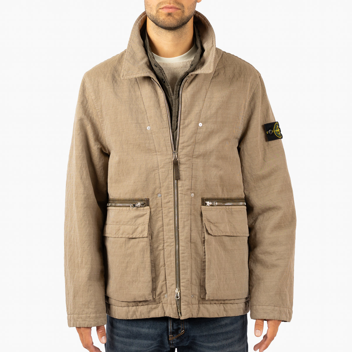 Stone Island Field Jacket Beige | Diagonal Cotton Wool-TC
