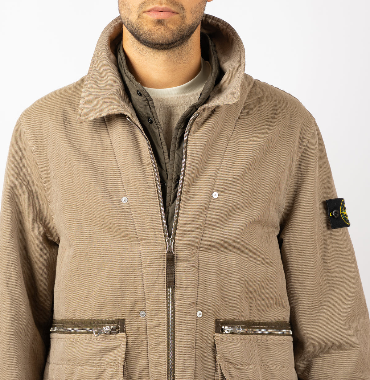 Stone Island Field Jacket Beige | Diagonal Cotton Wool-TC