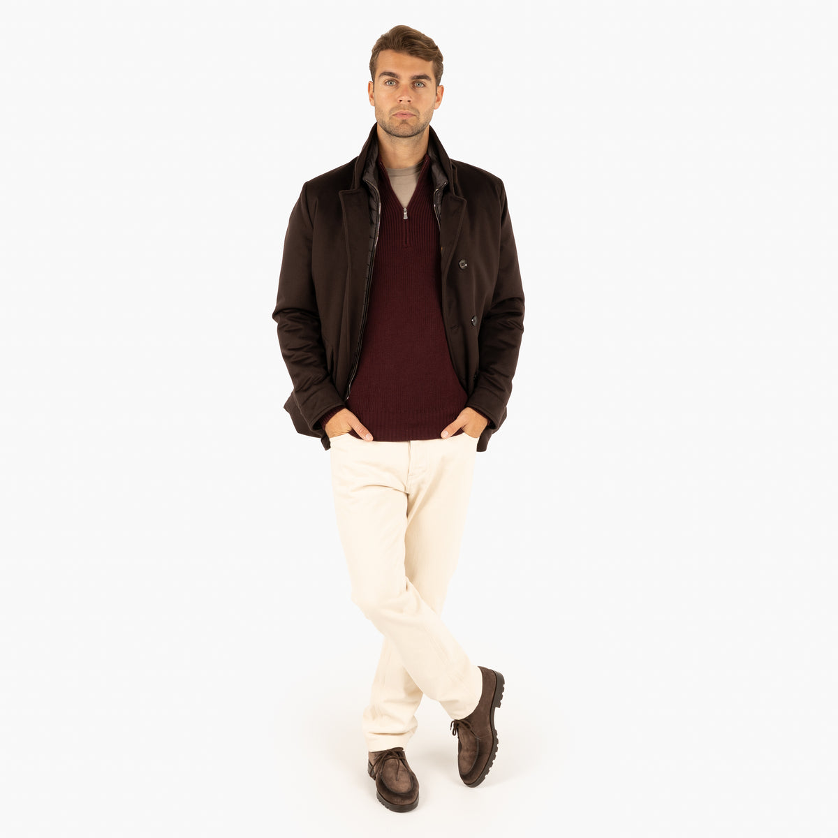 Moorer Baby-Cashmere Jas Bruin | Bas-B5L