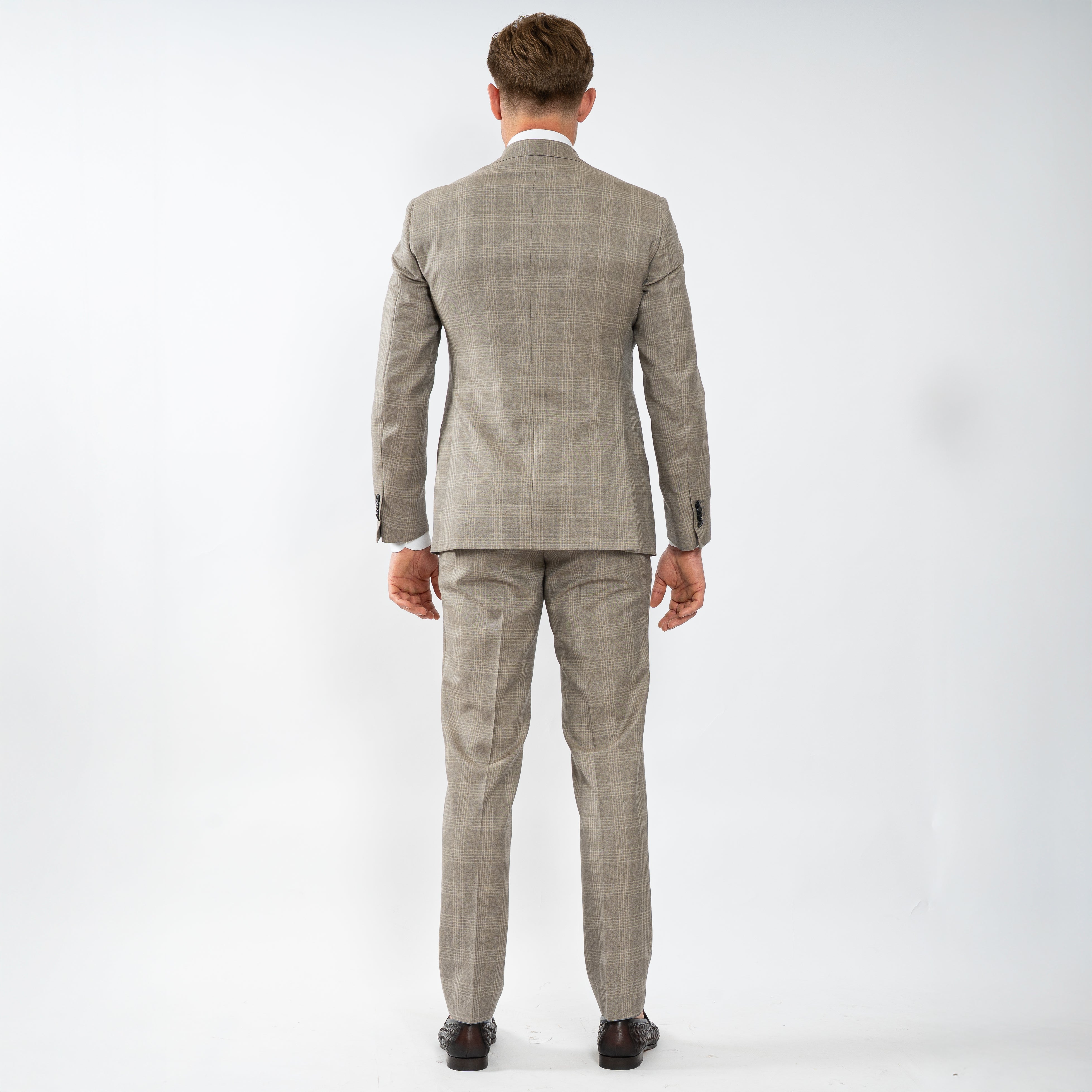Munro Pak Taupe Geruit | Super 130's