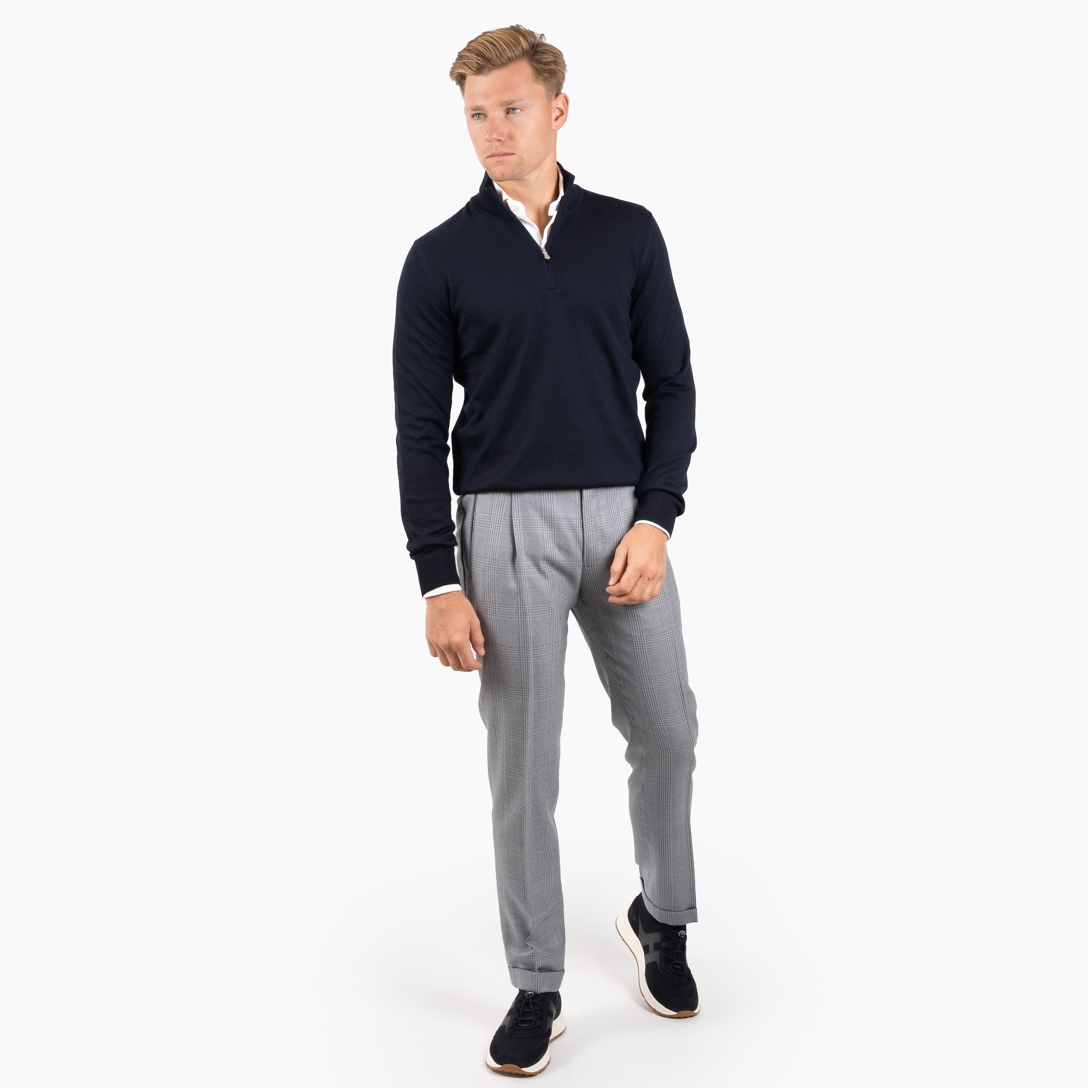 Berwich Pantalon Blauw/Grijs Geruit | Retrolong