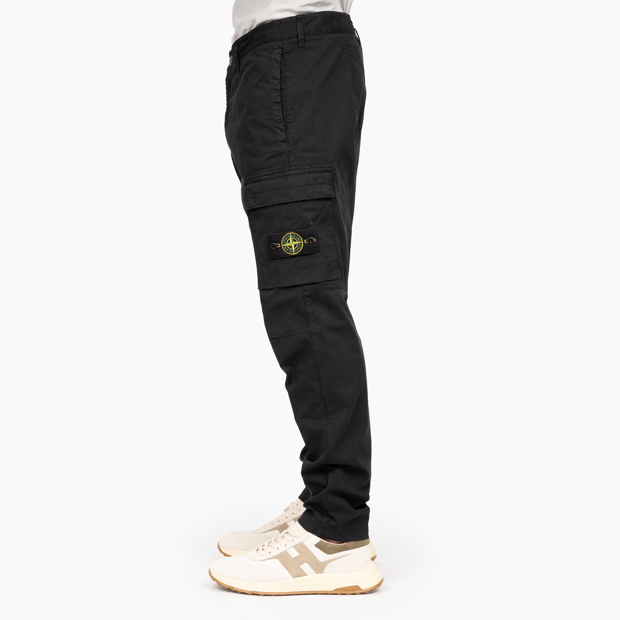 Stone Island Cargobroek Zwart | Stretch Cotton Twill