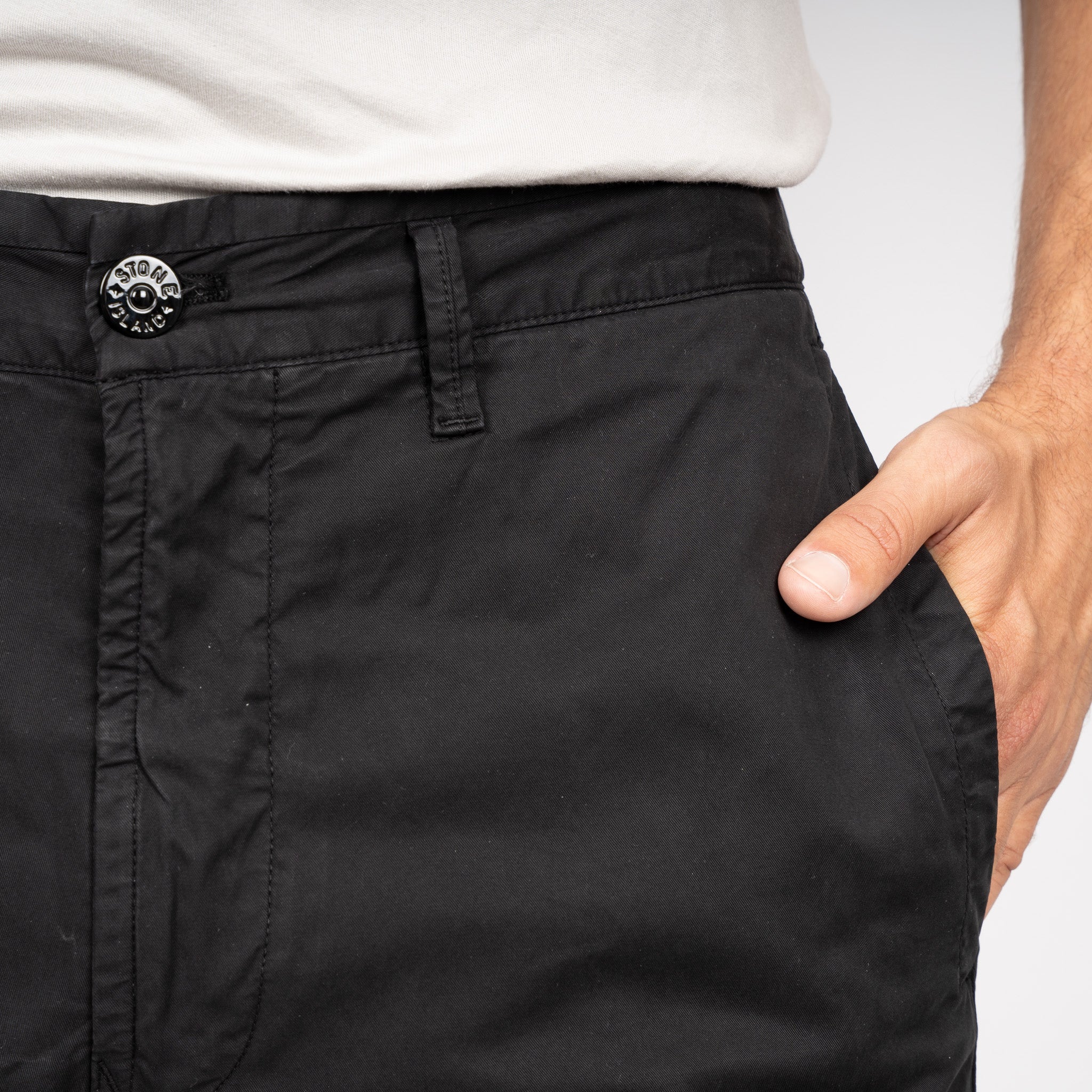 Stone Island Cargobroek Zwart | Stretch Cotton Twill