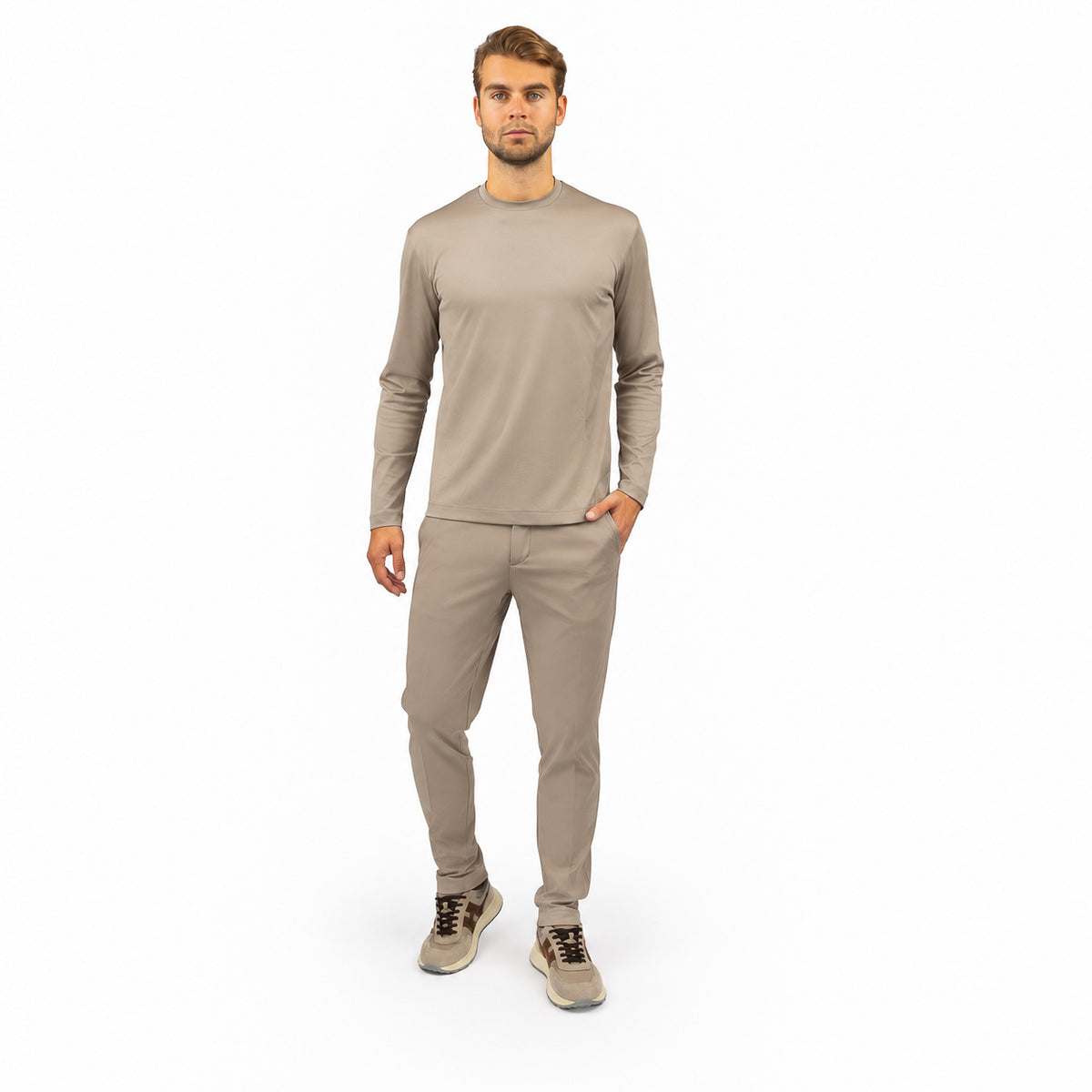 Valenza Pantalon Beige | Supima Tapered Trousers