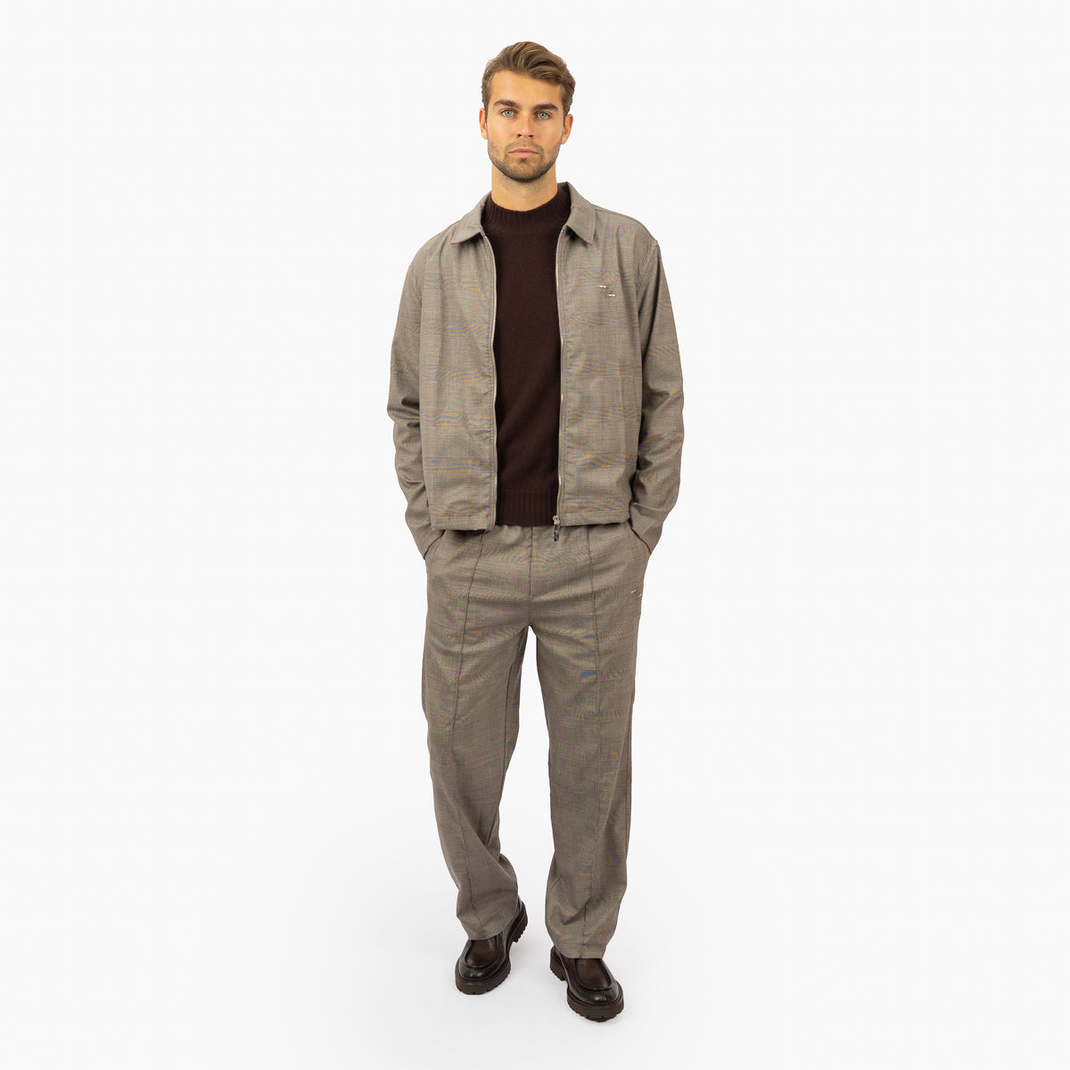 Filling Pieces Pantalon Beige Ruit | Coach Pants Wool