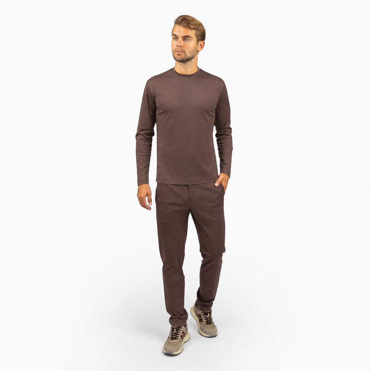 Valenza Pantalon Bruin | Supima Tapered Trousers