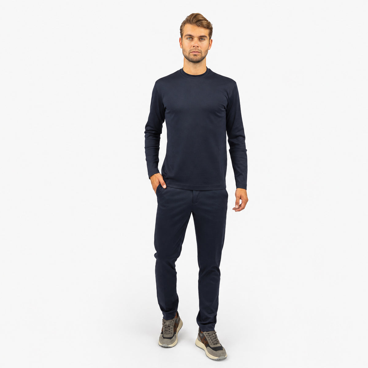 Valenza Pantalon Blauw | Supima Tapered Trousers