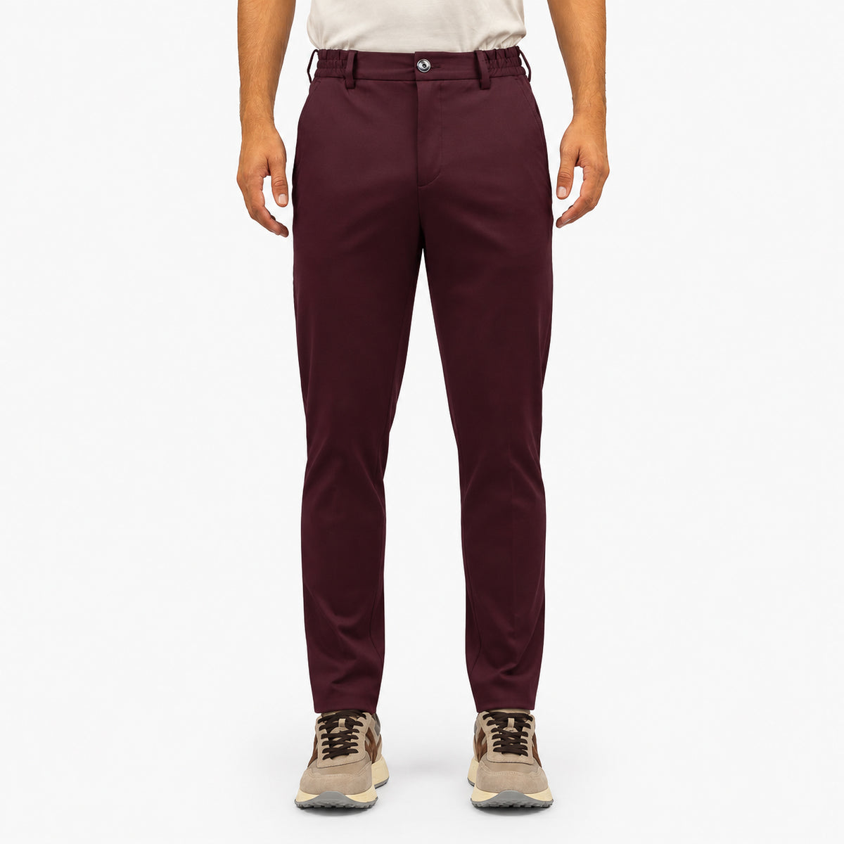 Valenza Pantalon Bordeaux Rood | Supima Tapered Trousers