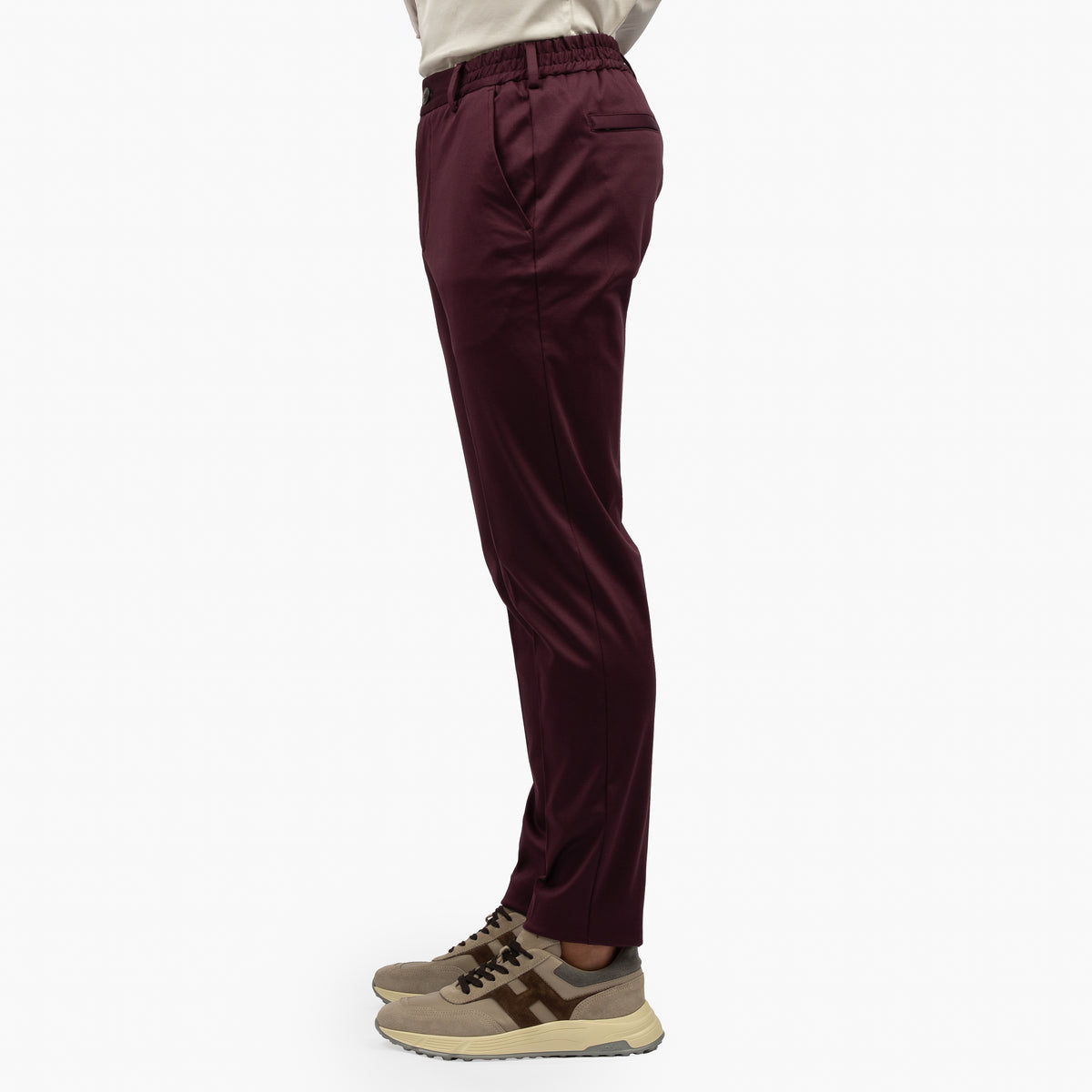 Valenza Pantalon Bordeaux Rood | Supima Tapered Trousers