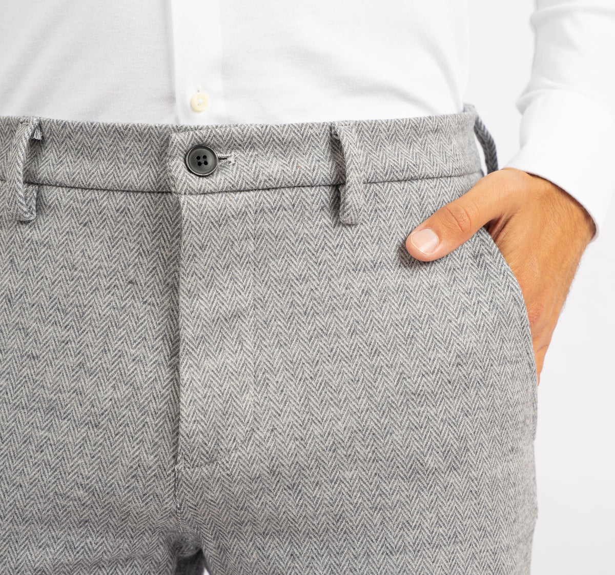 Mason's Chino Lichtgrijs Visgraat | Torino Jog