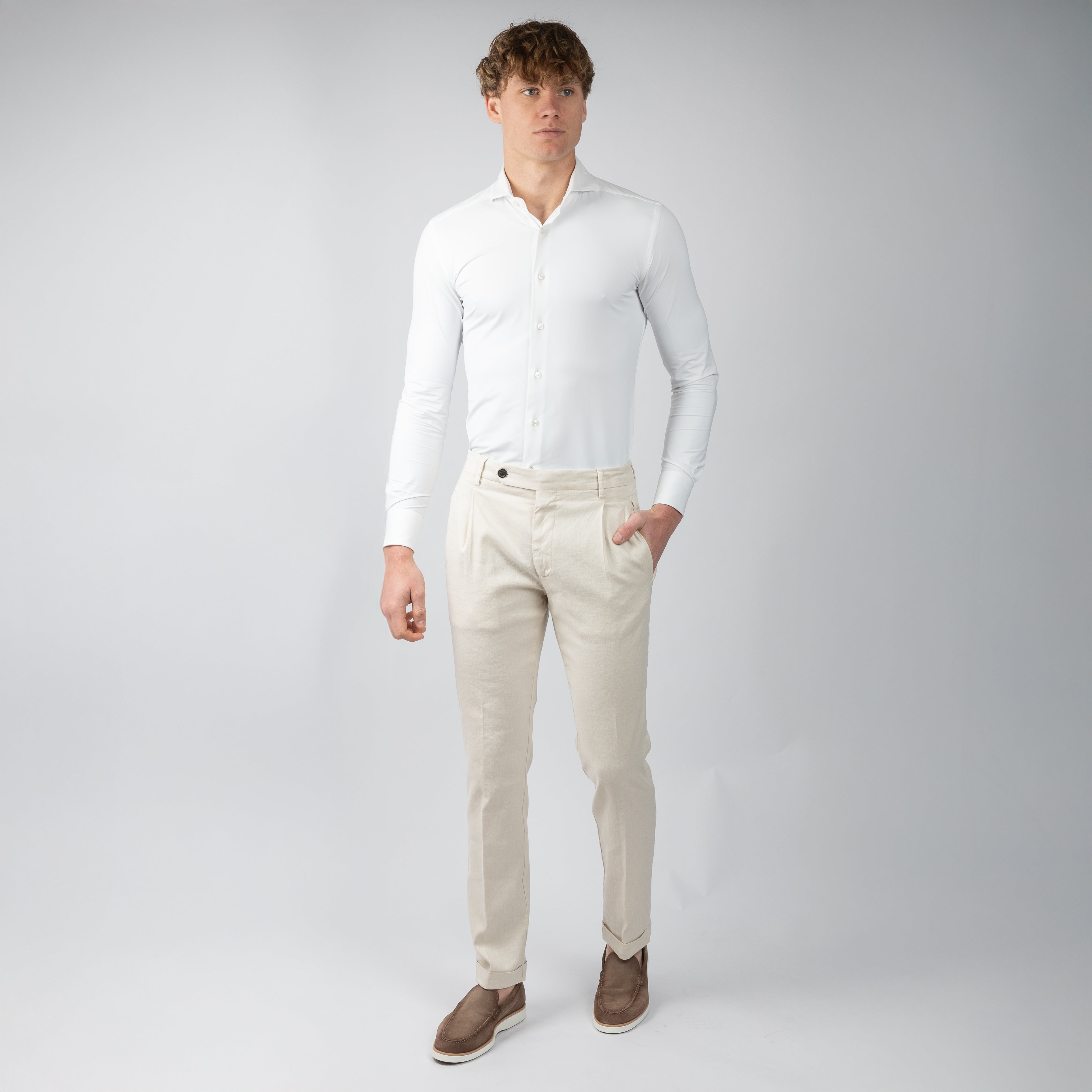 Berwich Pantalon Crème | Retrolong-GD