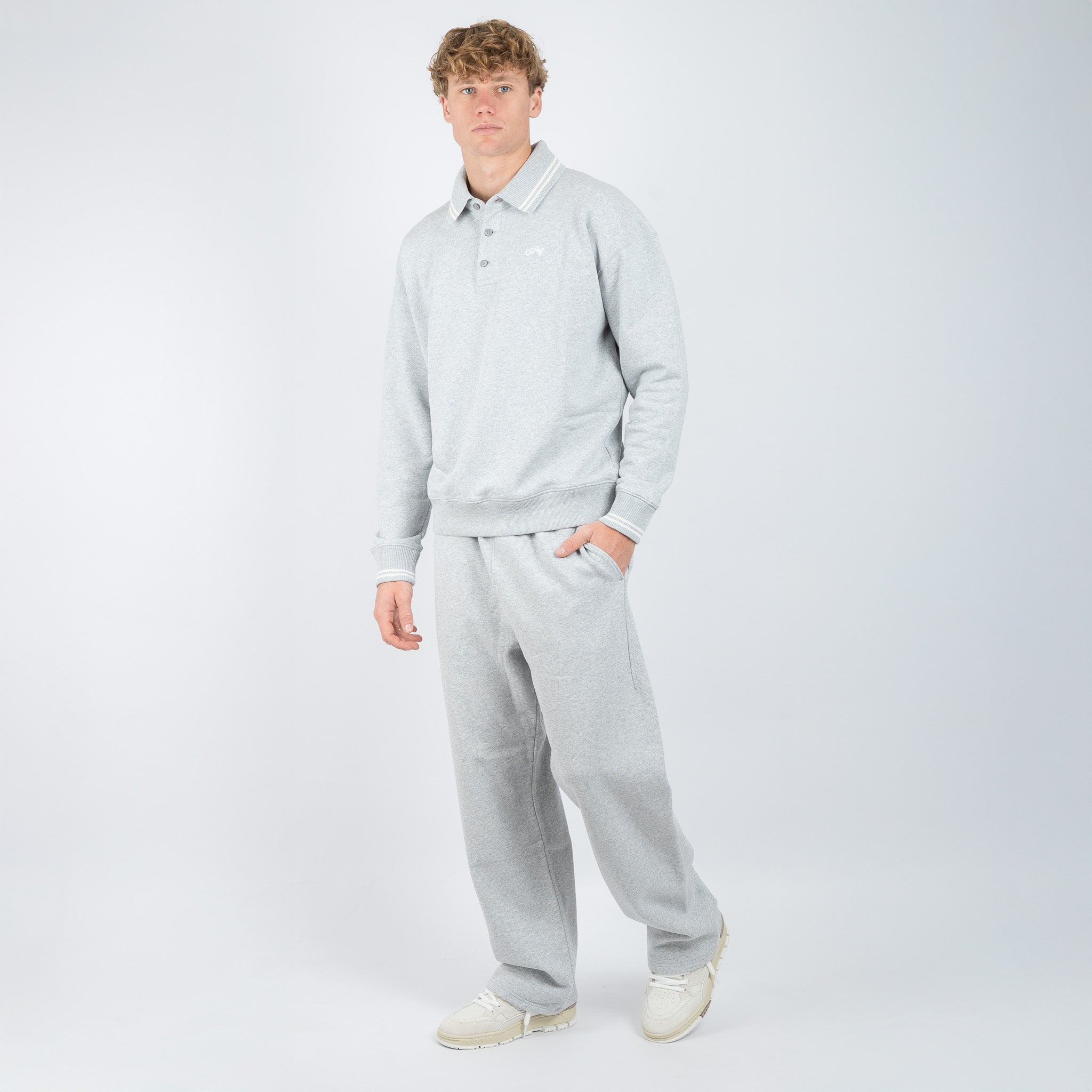 Olaf Polo Sweater Grijs | Tipping Detail Oversized