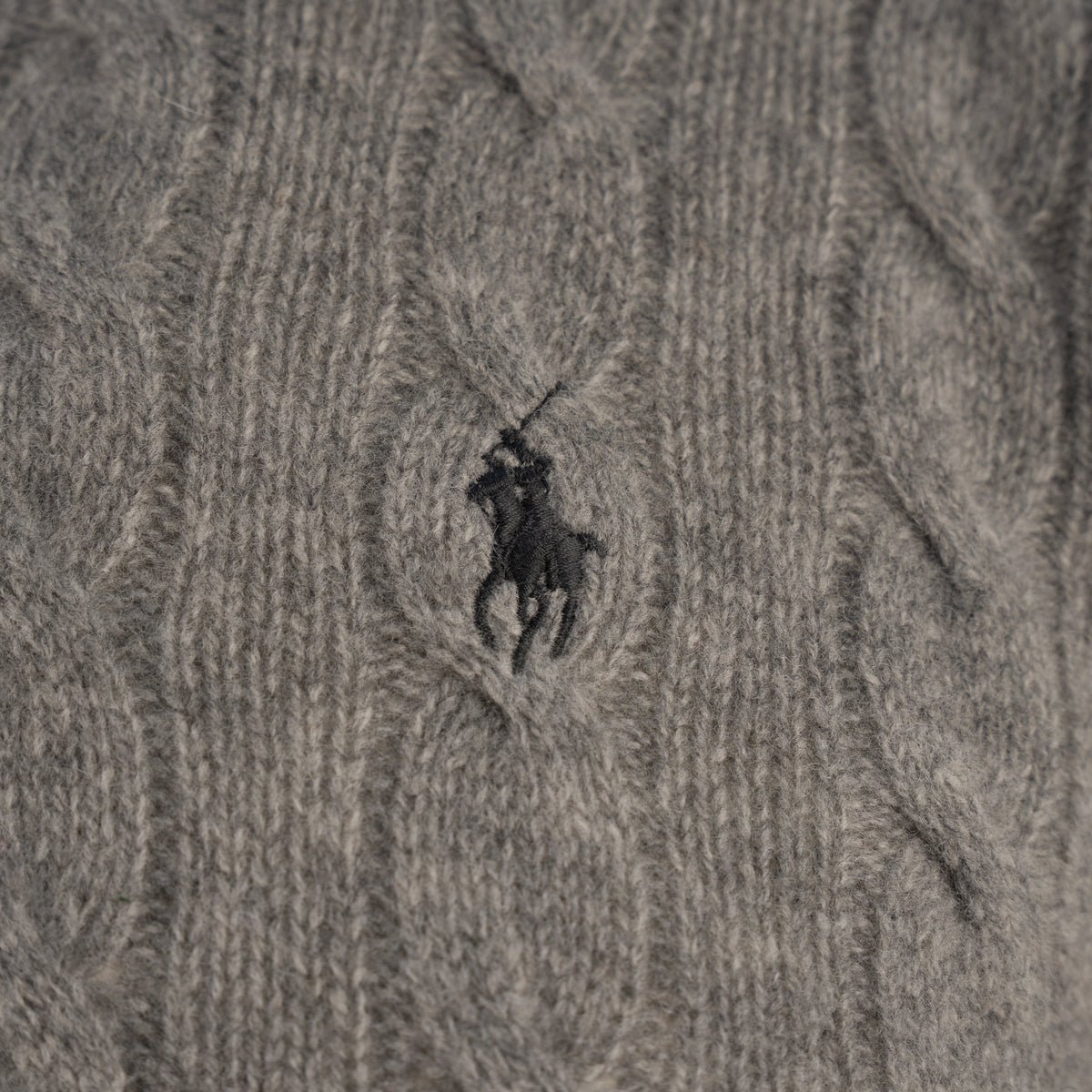 Ralph Lauren Gebreide Kabeltrui met Rits Grijs | Cable-Knit Cotton