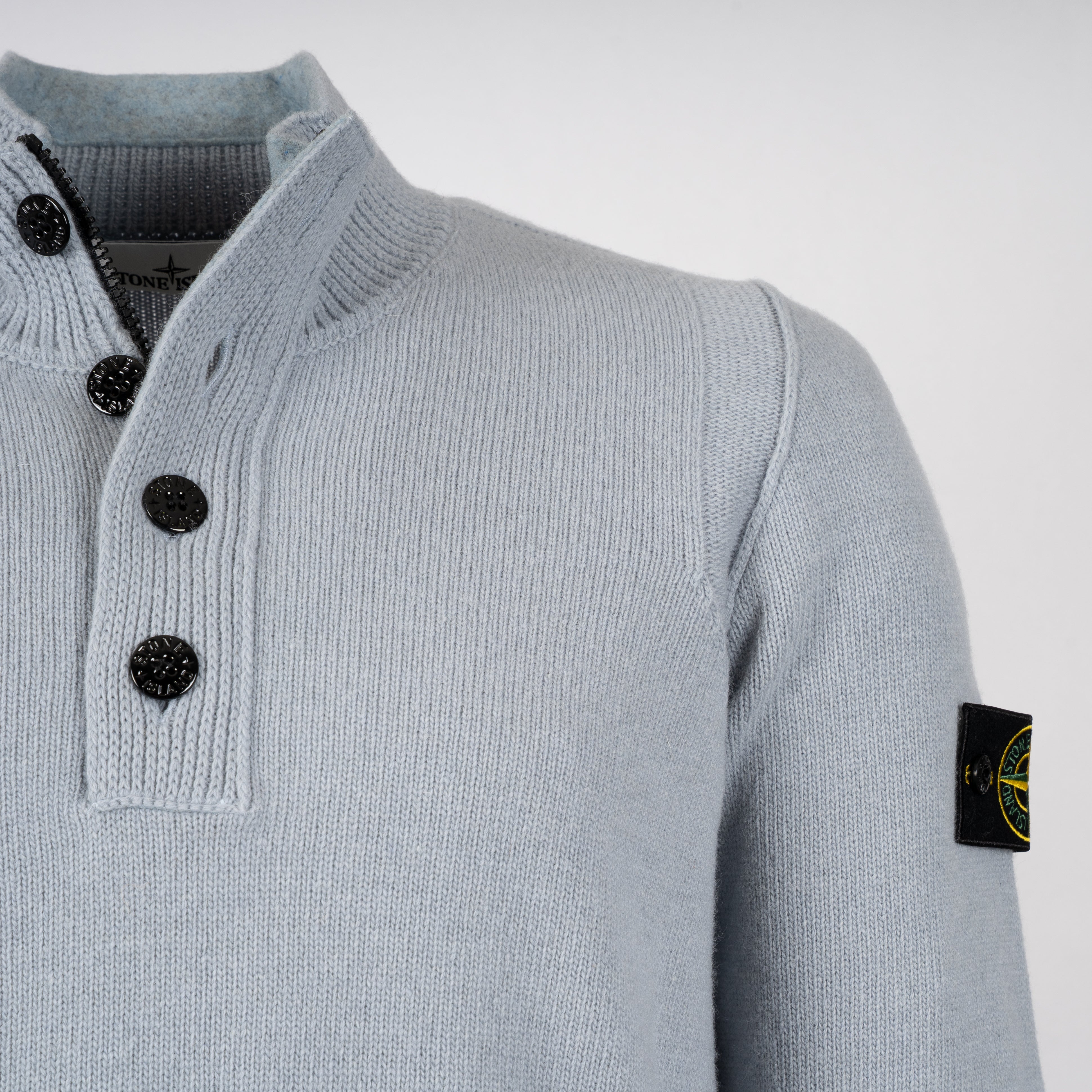 Stone Island Gebreide Trui met Knopenlijst Grijs | Lambswool