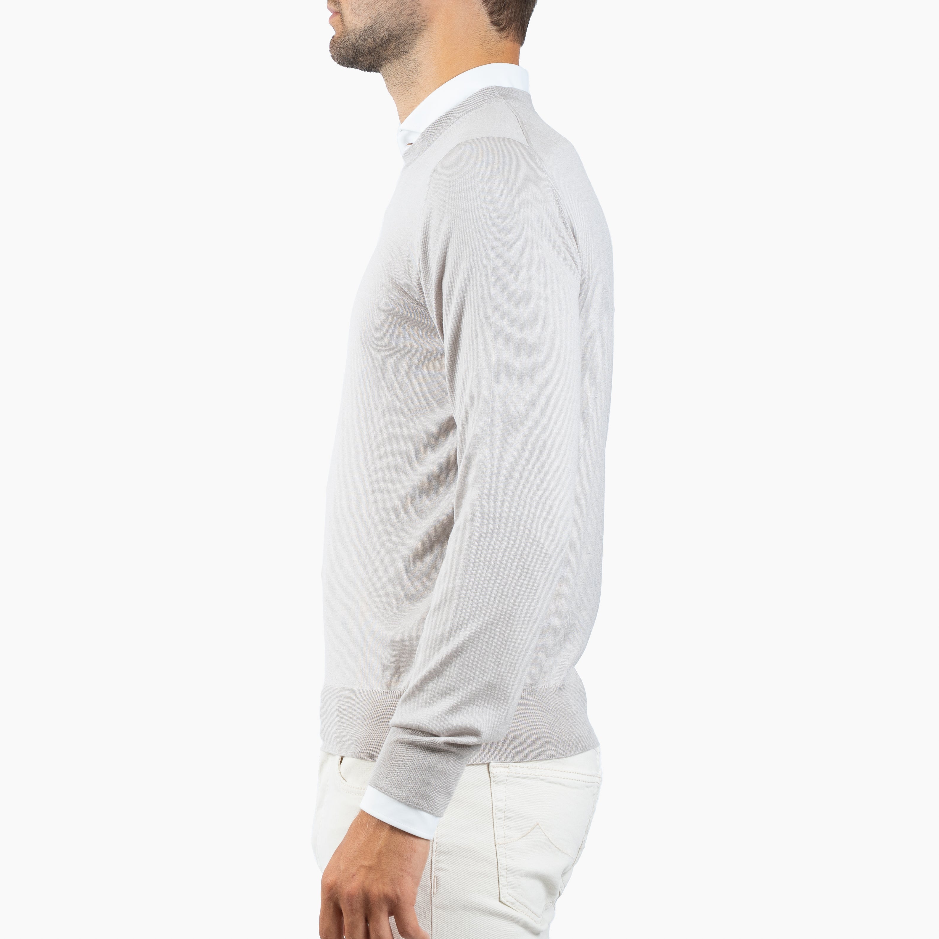 Gran Sasso Gebreide Trui Ronde Hals Kit Wit | Cashmere-Lana-Seta