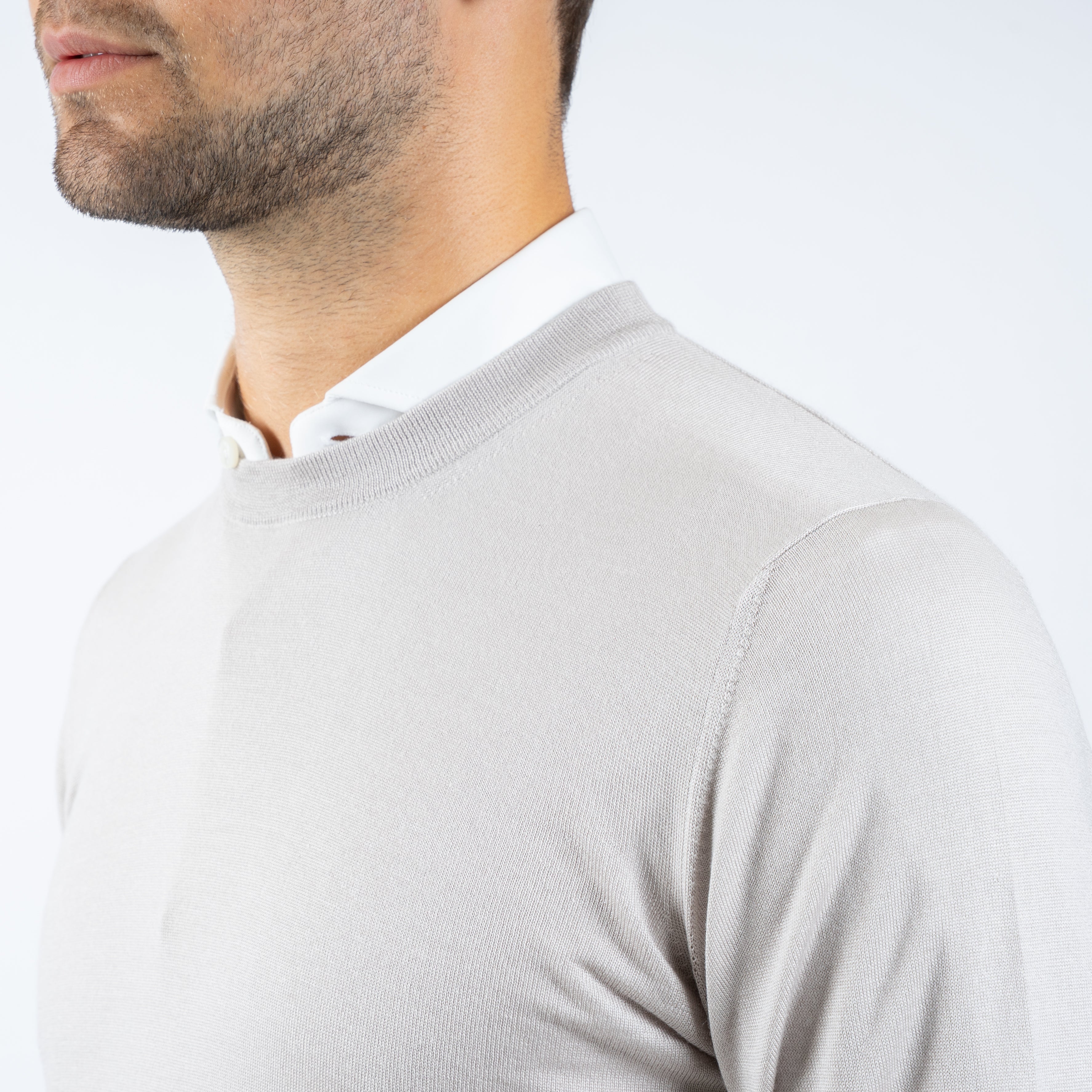 Gran Sasso Gebreide Trui Ronde Hals Kit Wit | Cashmere-Lana-Seta