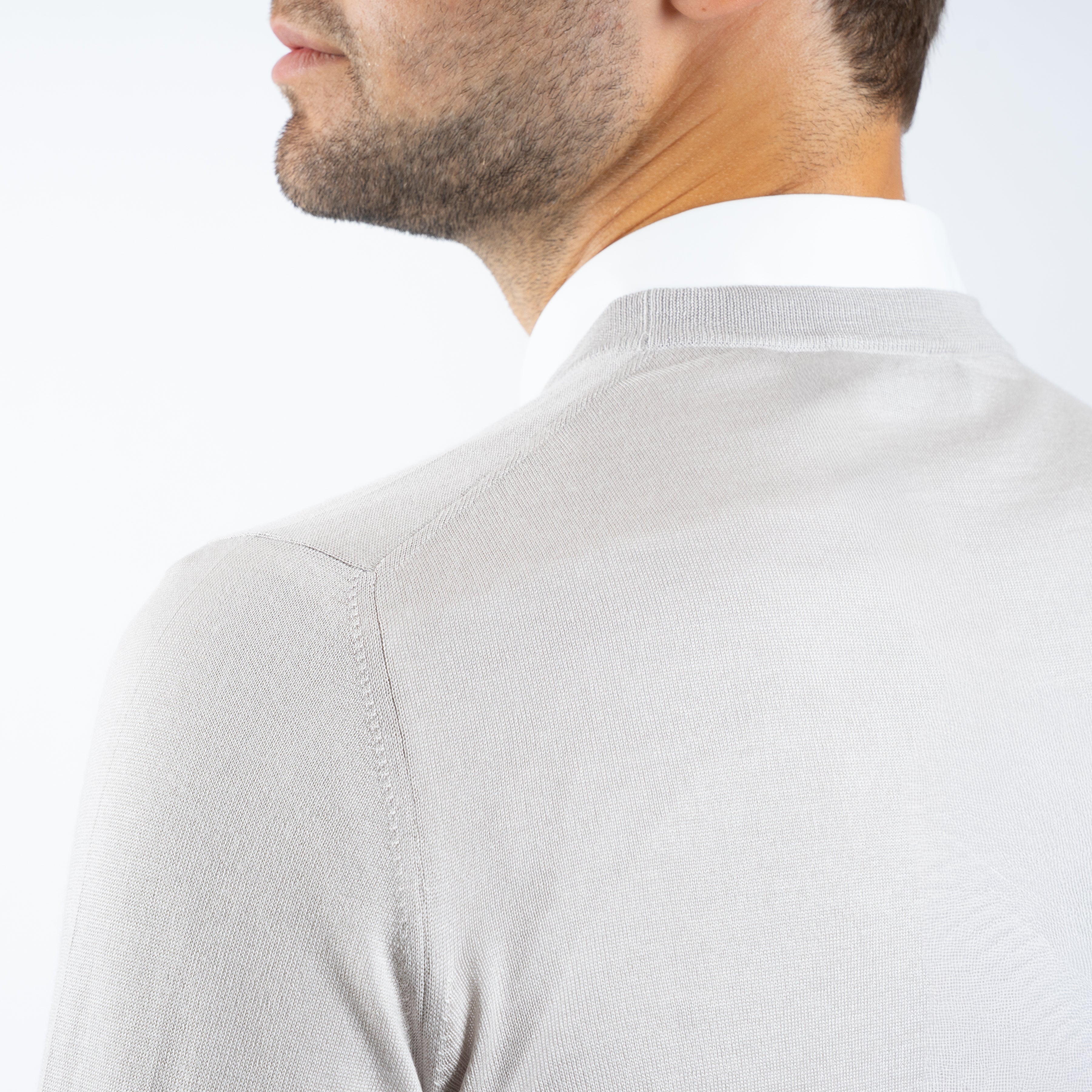 Gran Sasso Gebreide Trui Ronde Hals Kit Wit | Cashmere-Lana-Seta