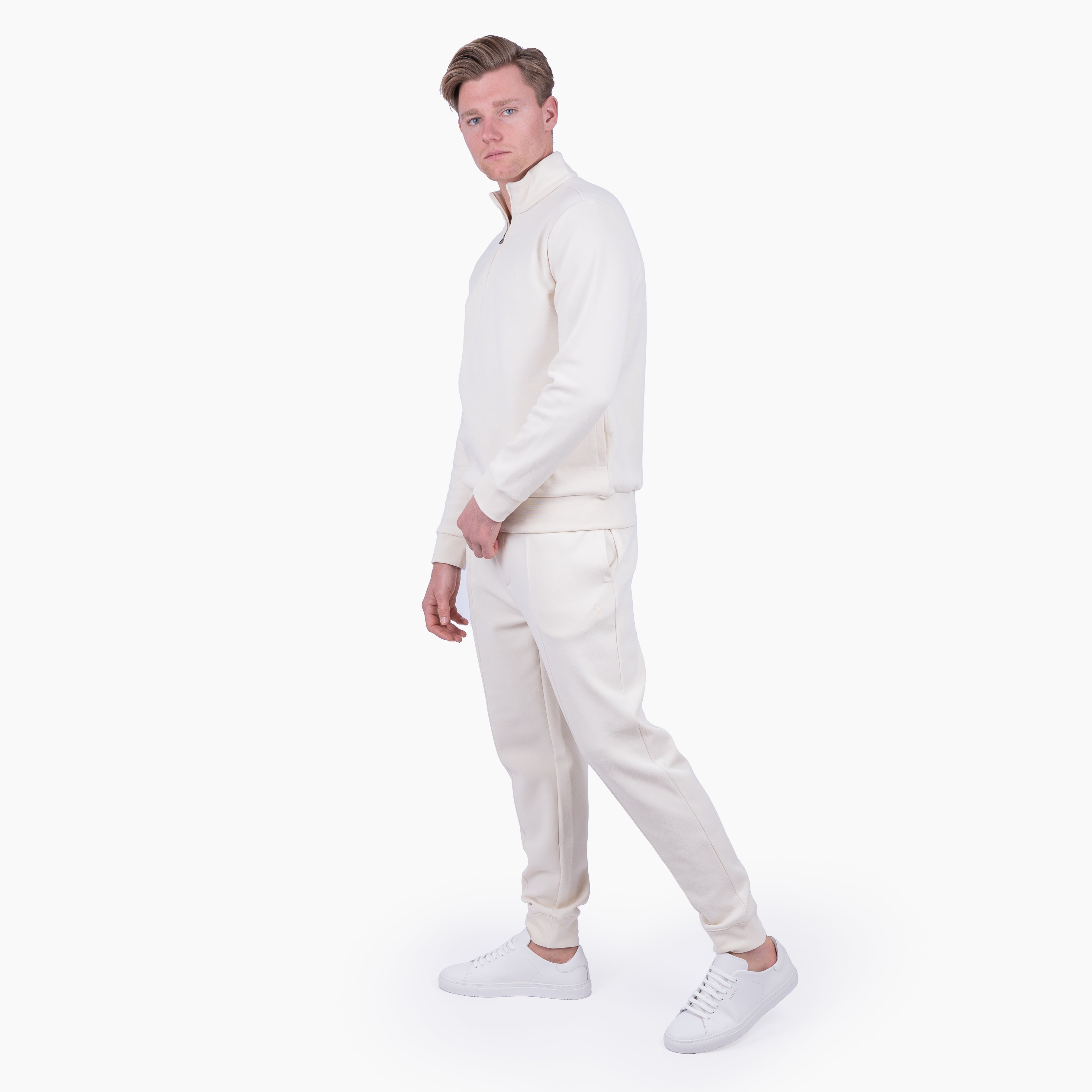 Ralph Lauren Gebreide Trui met Rits Crème | Double-Knit