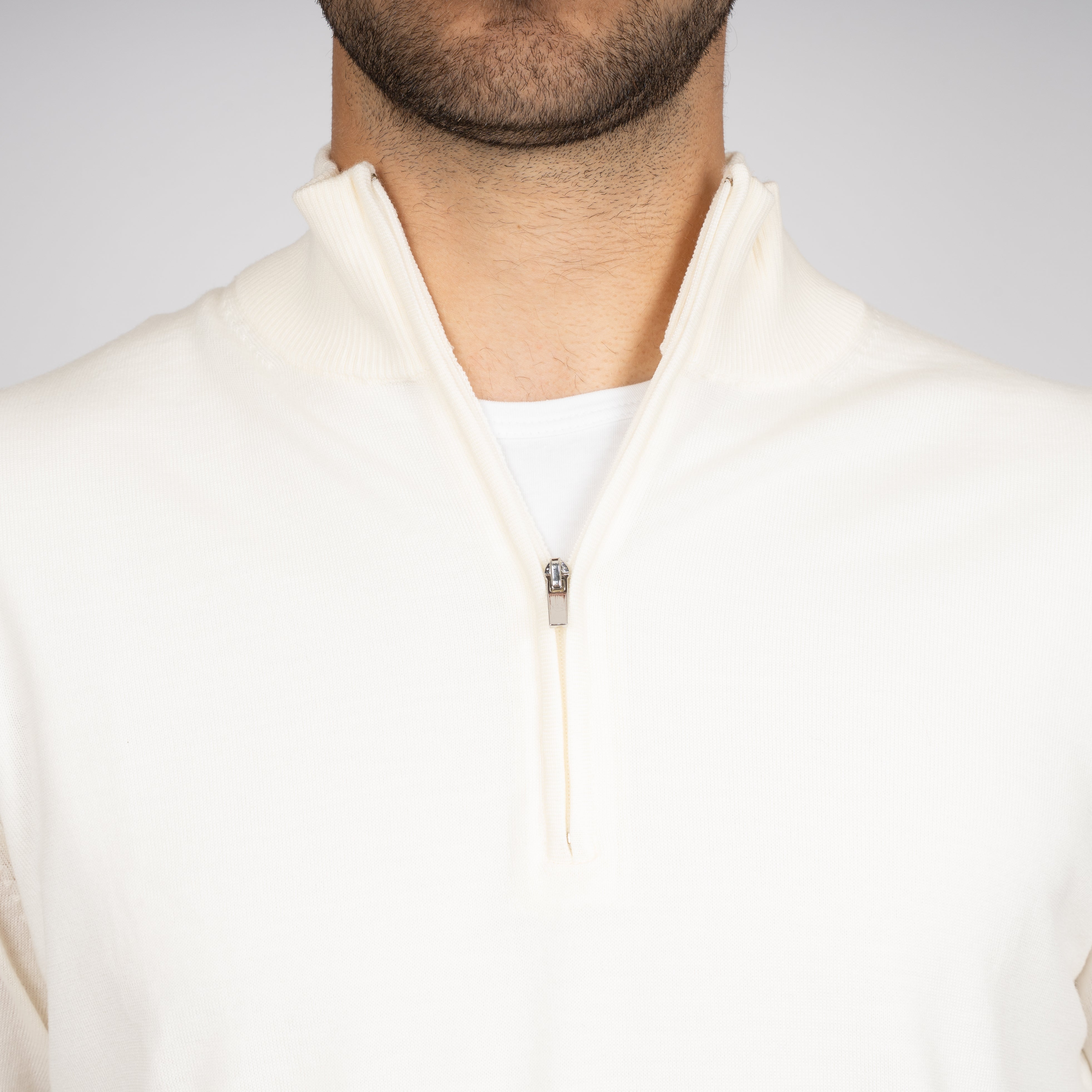 SEVEN DIALS Gebreide Trui met Rits Off-White | Bothe