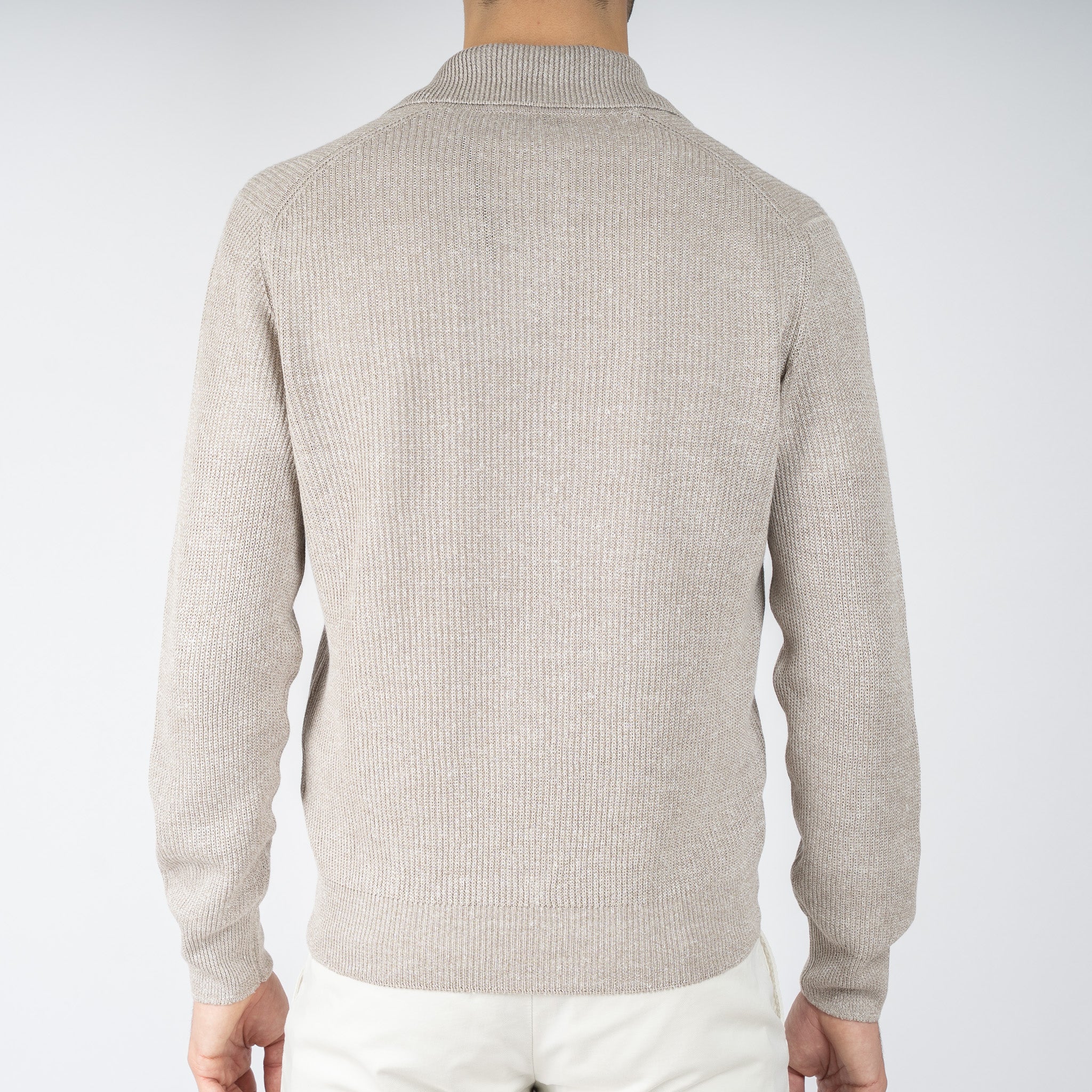 Gran Sasso Gebreide Trui Buttonless Polokraag Beige | Lino-Cotone