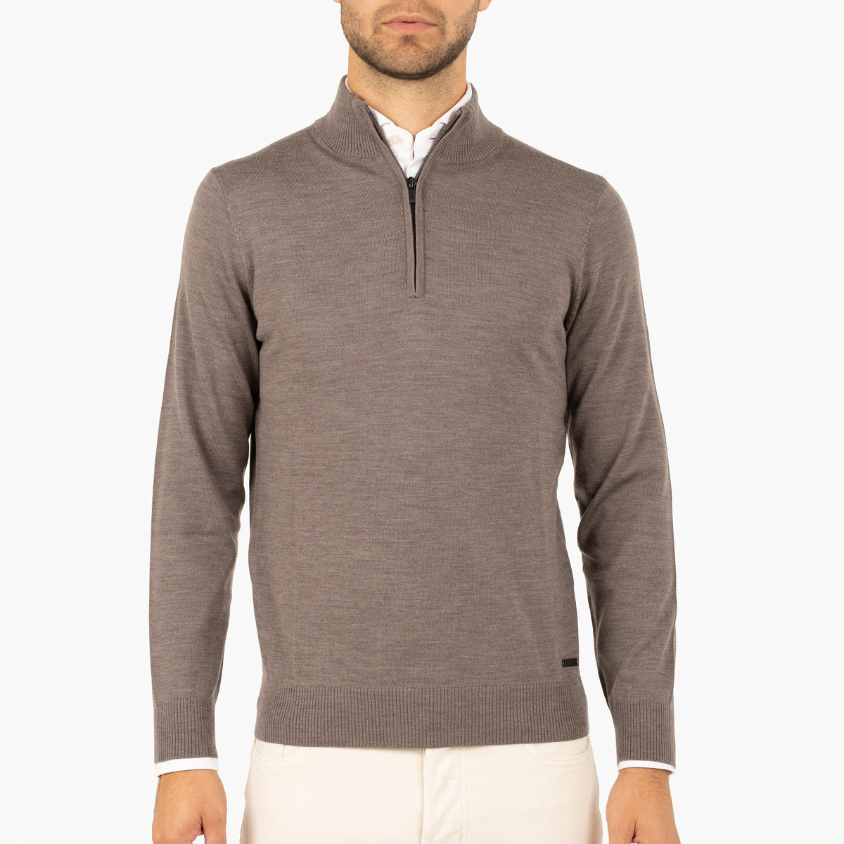 SEVEN DIALS Gebreide Trui met Rits Taupe | Saul