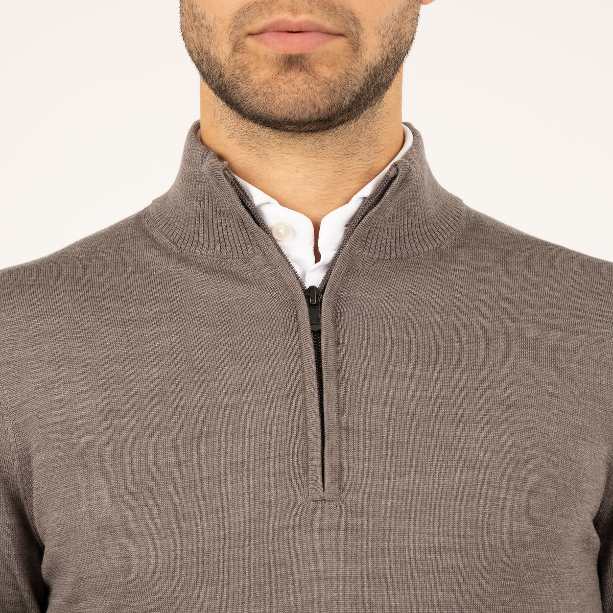SEVEN DIALS Gebreide Trui met Rits Taupe | Saul