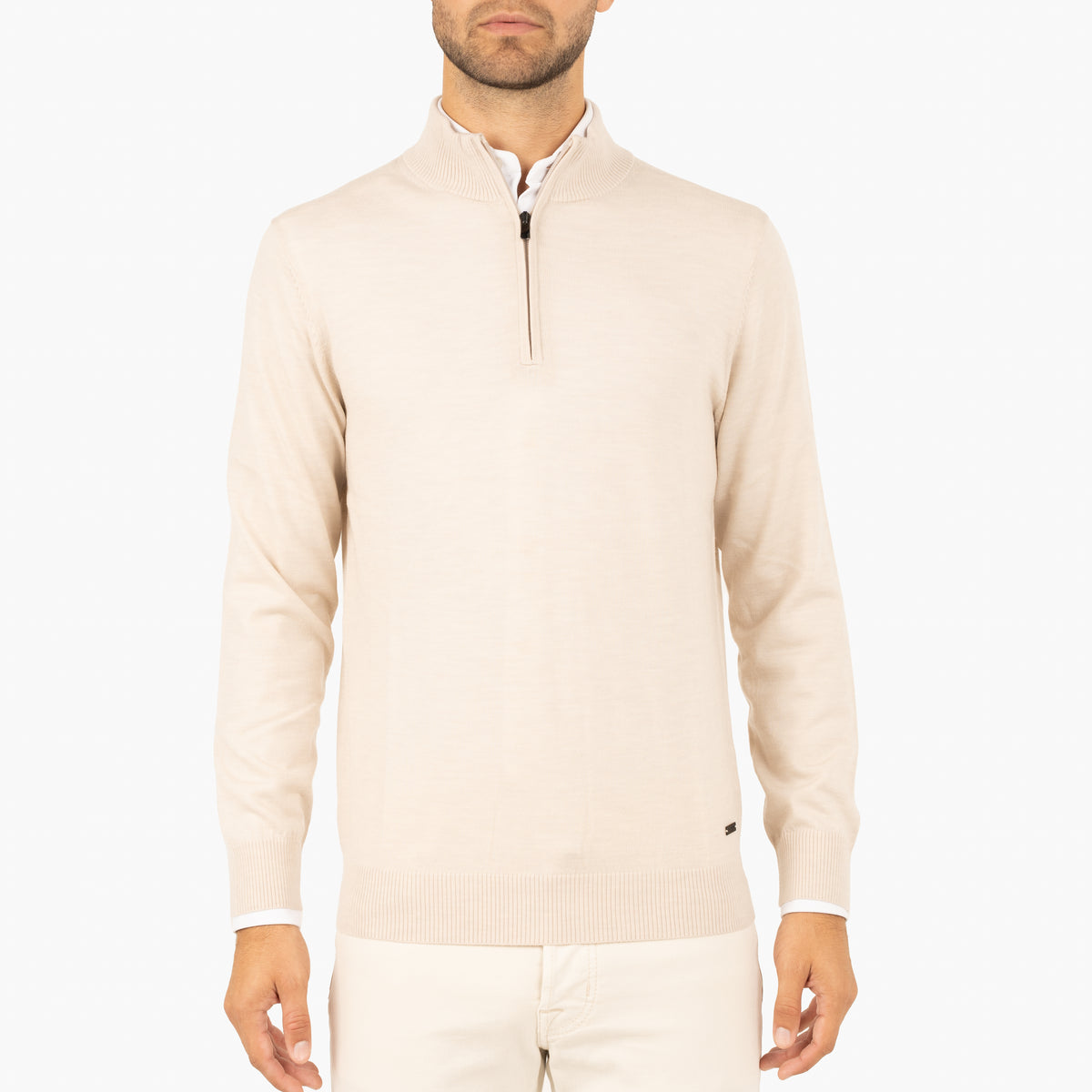 SEVEN DIALS Gebreide Trui met Rits Beige | Saul