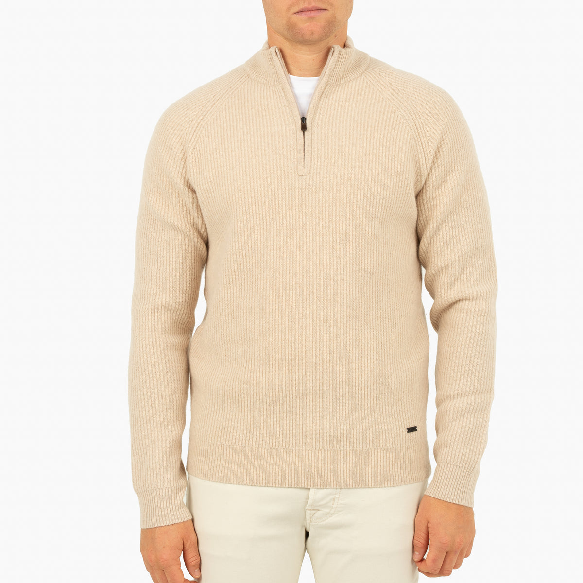 SEVEN DIALS Gebreide Trui met Rits Beige | Saigon