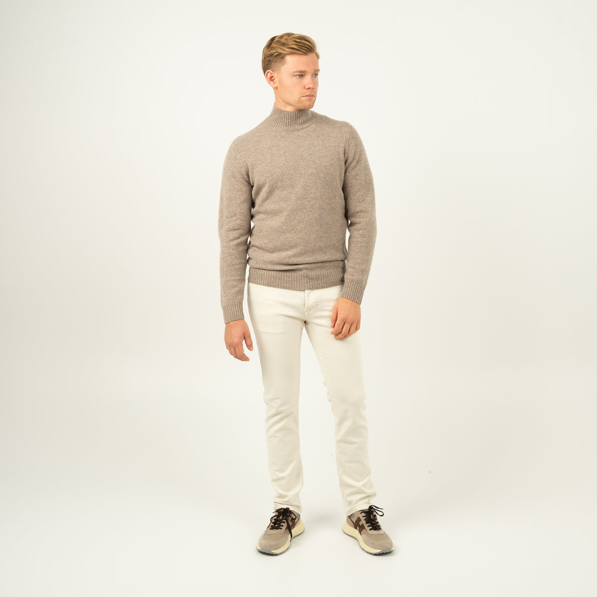 SEVEN DIALS Gebreide Turtleneck Trui Zand | Emsley