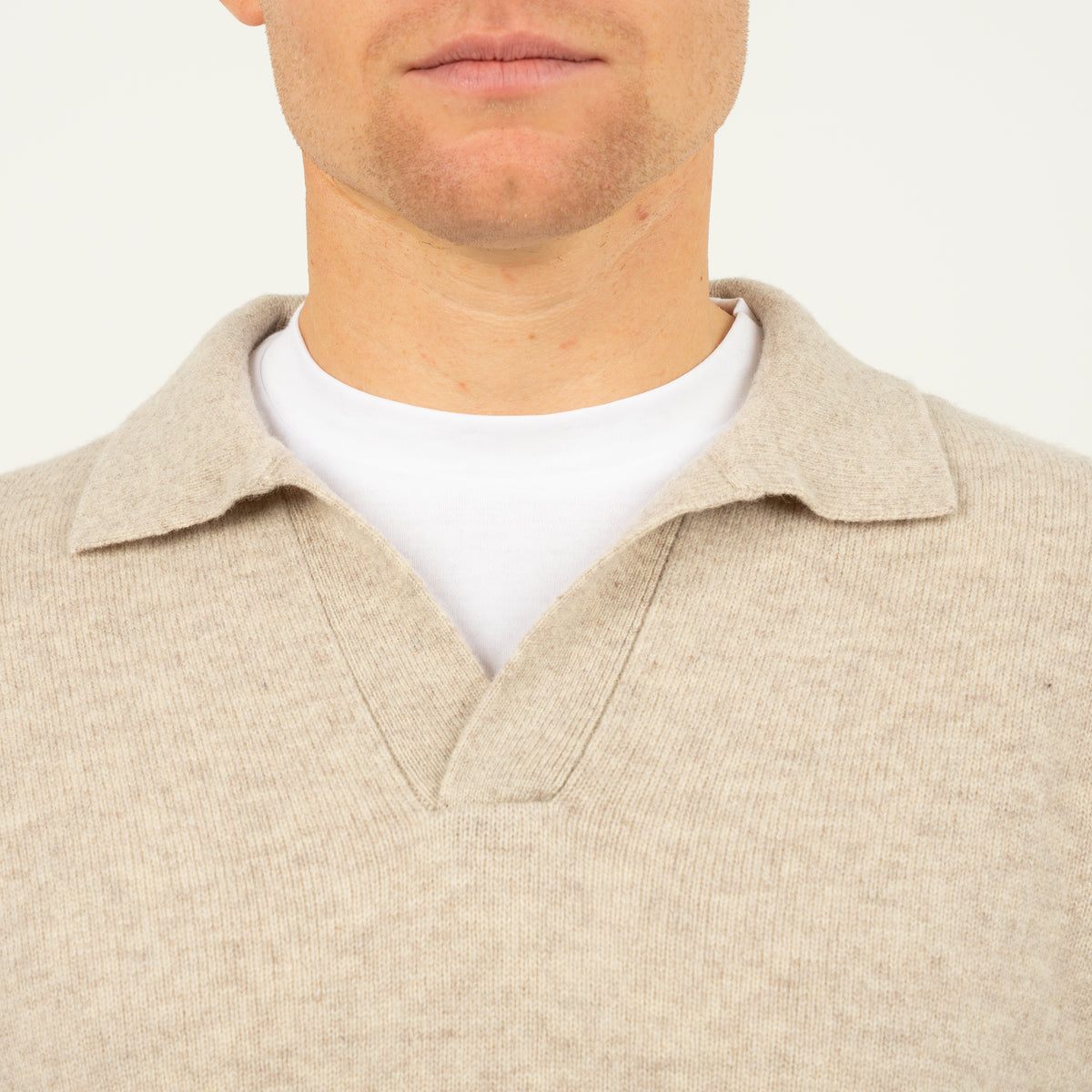SEVEN DIALS Gebreide Trui Buttonless Polokraag Beige | Dakar