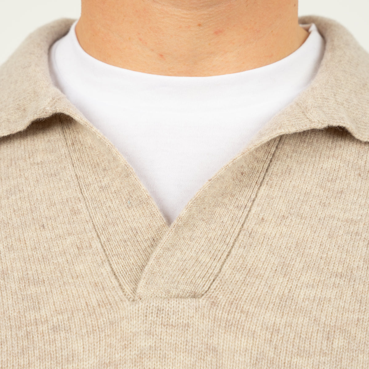 SEVEN DIALS Gebreide Trui Buttonless Polokraag Beige | Dakar