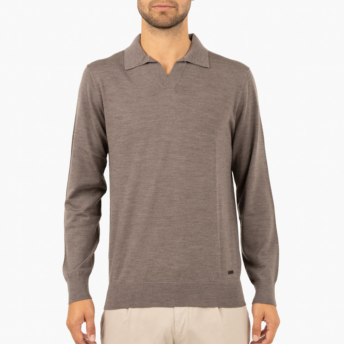 SEVEN DIALS Gebreide Buttonless Polotrui Taupe | Wyot