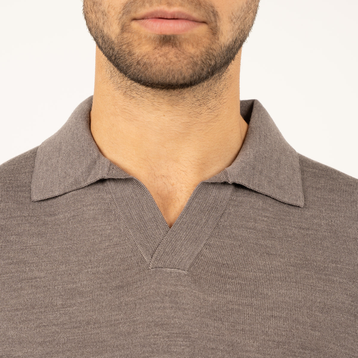 SEVEN DIALS Gebreide Buttonless Polotrui Taupe | Wyot