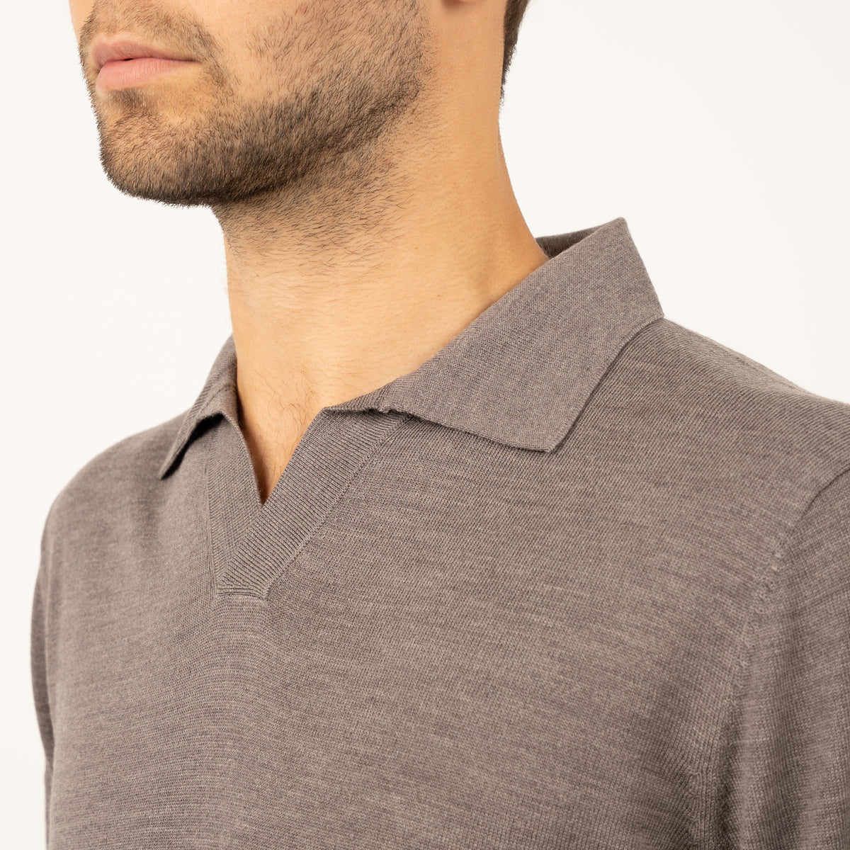 SEVEN DIALS Gebreide Buttonless Polotrui Taupe | Wyot