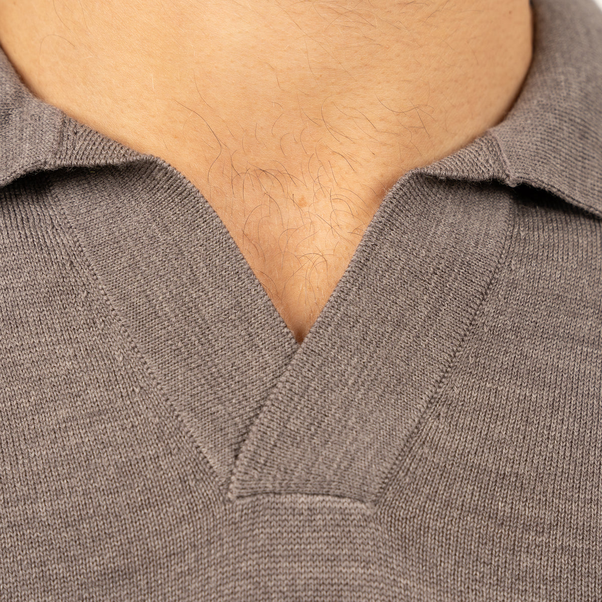 SEVEN DIALS Gebreide Buttonless Polotrui Taupe | Wyot