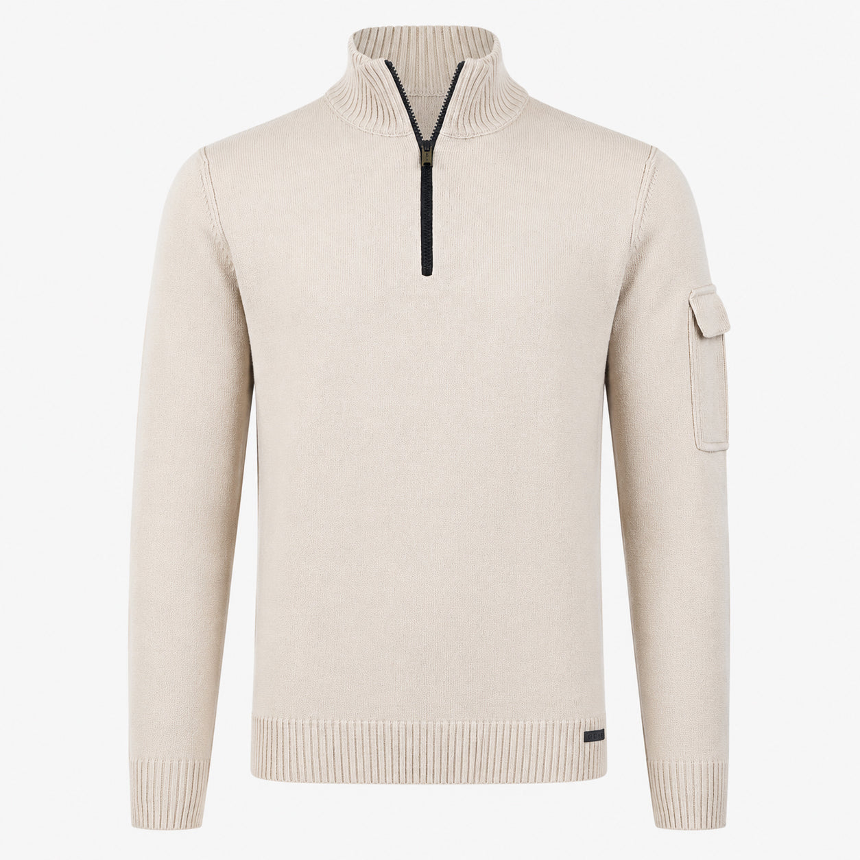 Genti Gebreide Trui met Rits Beige | RWS Wool