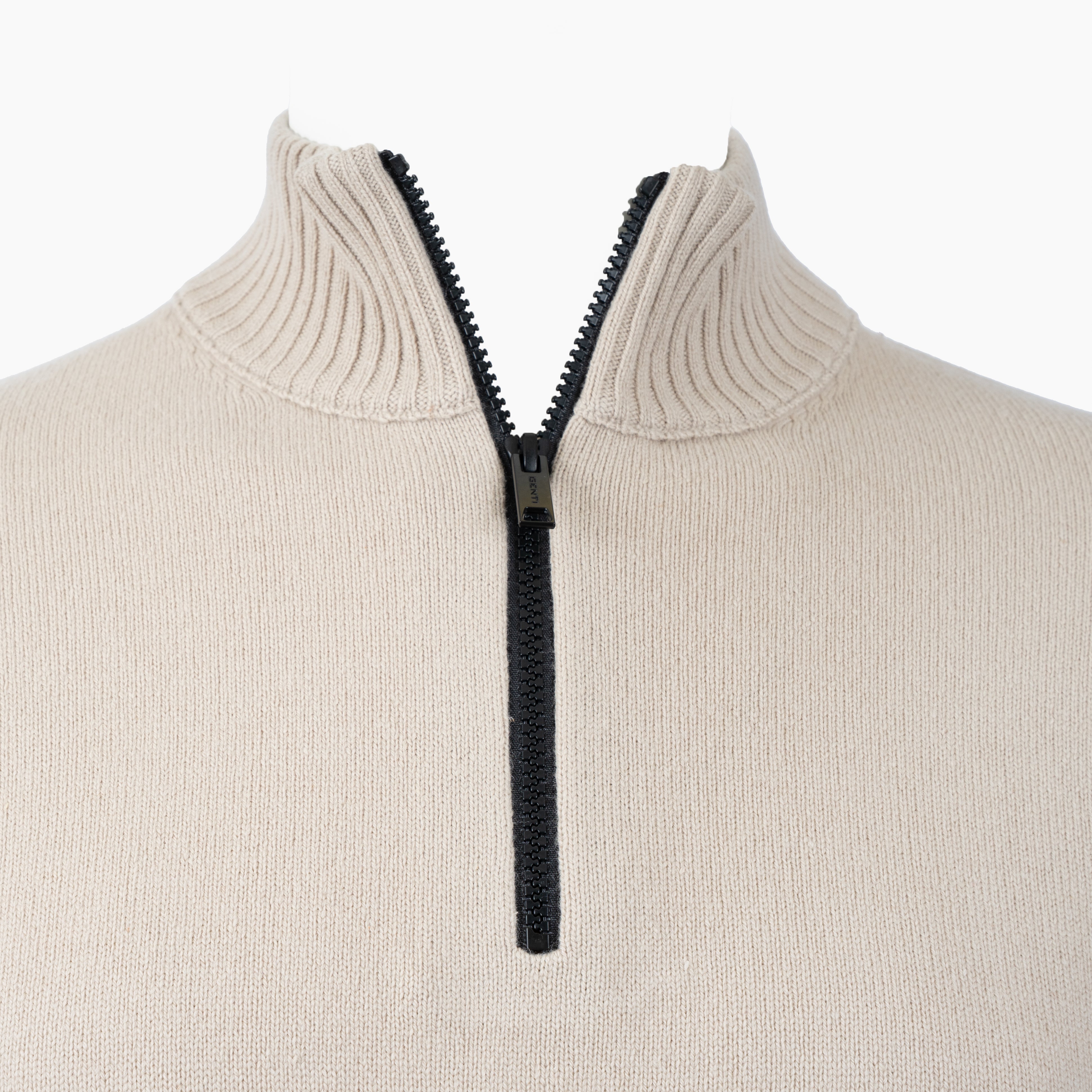 Genti Gebreide Trui met Rits Beige | RWS Wool