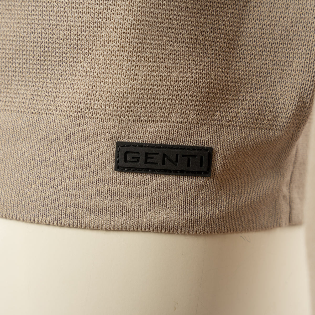 Genti Polo Lange Mouw met Rits Beige | Cool Dry