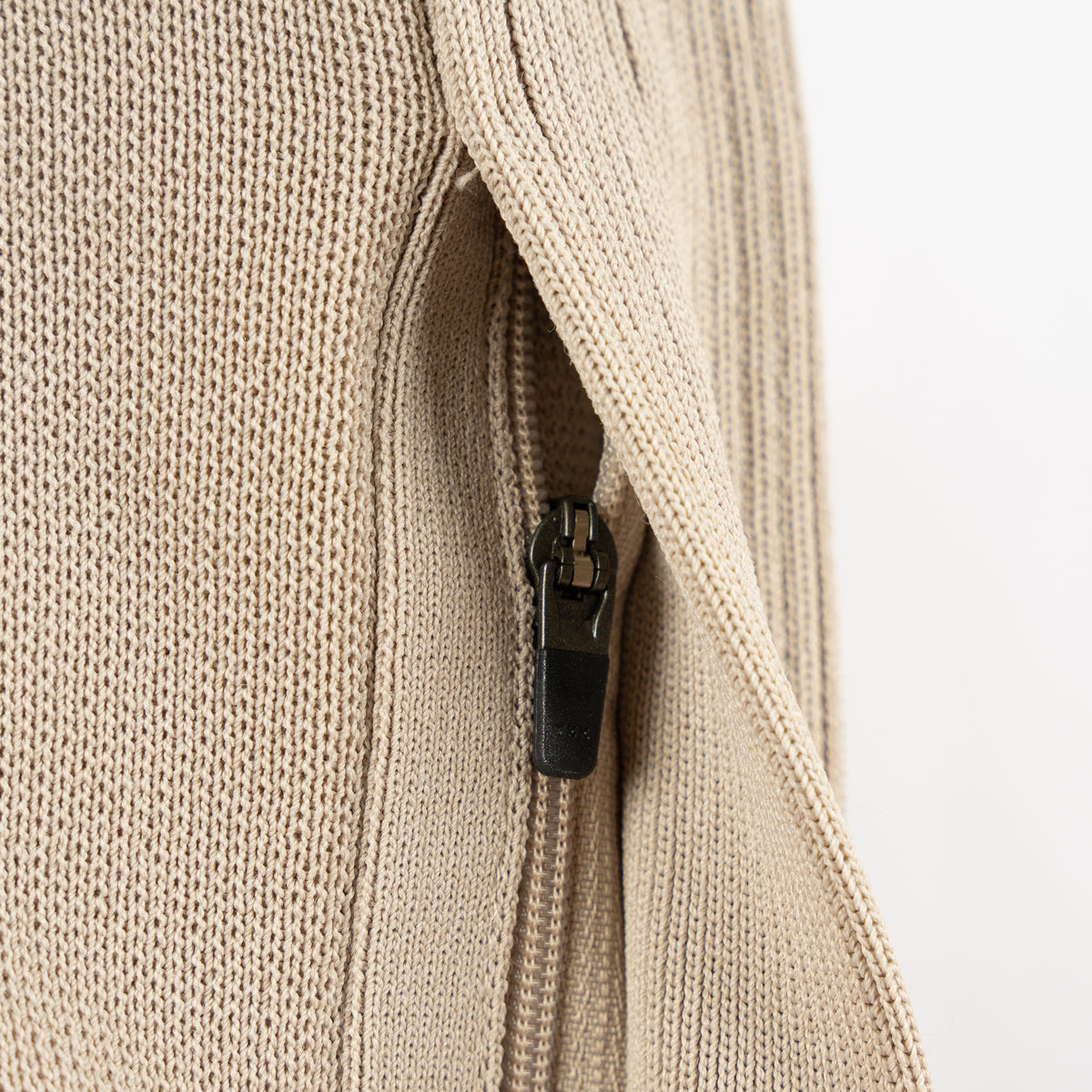 Genti Polo Lange Mouw met Rits Beige | Cool Dry