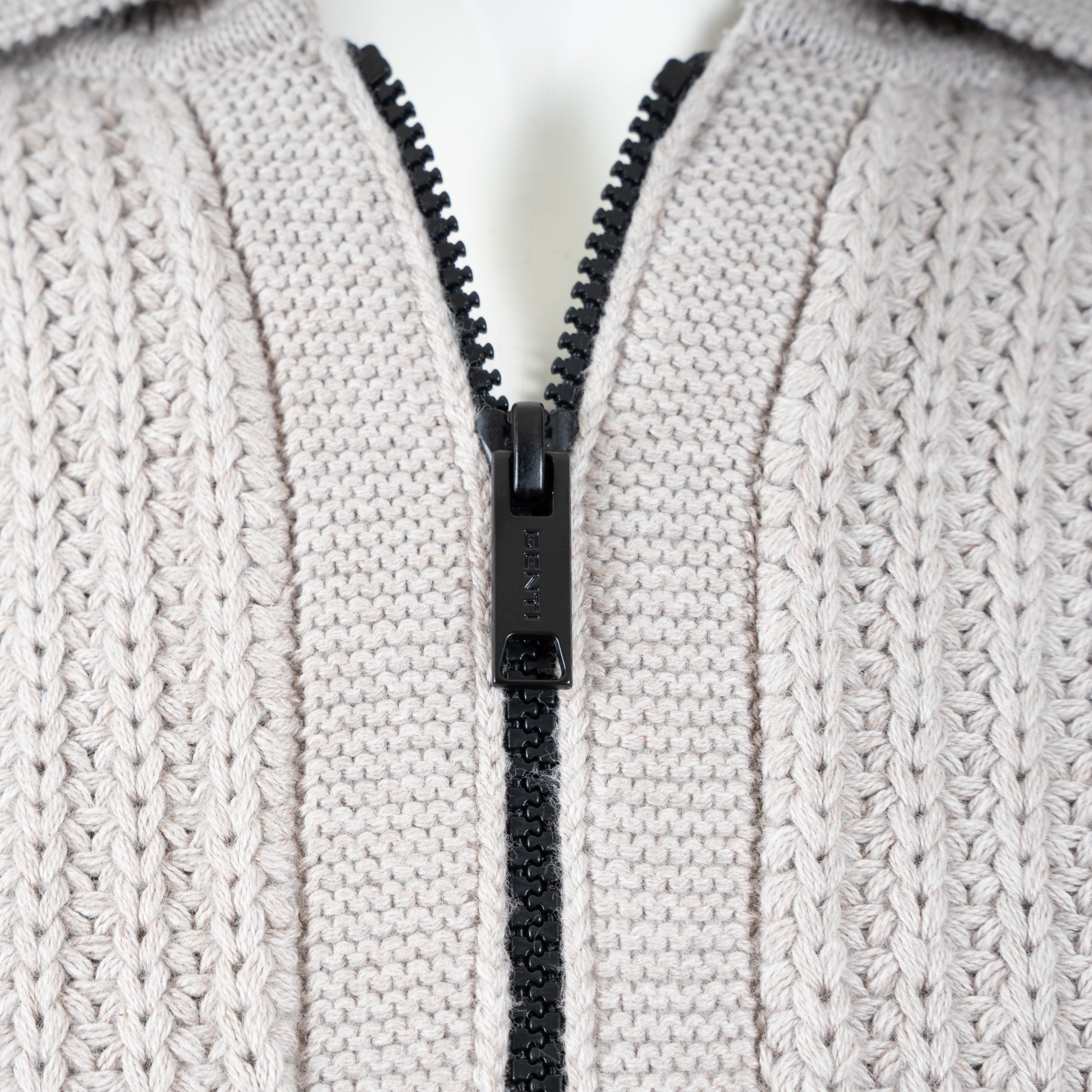 Genti Gebreide Trui met Rits Beige | Cotton