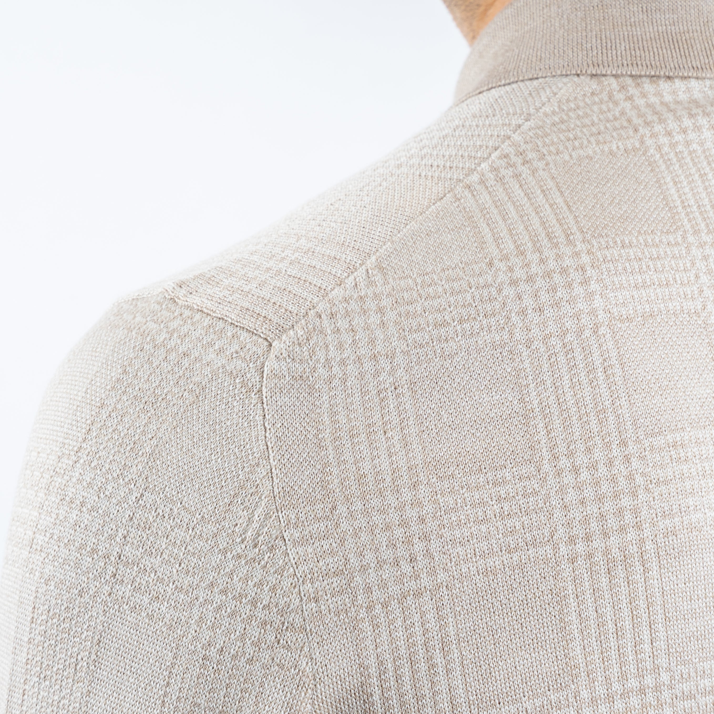 Gran Sasso Gebreide Polo Lange Mouw Beige Ruit | Wool & Silk