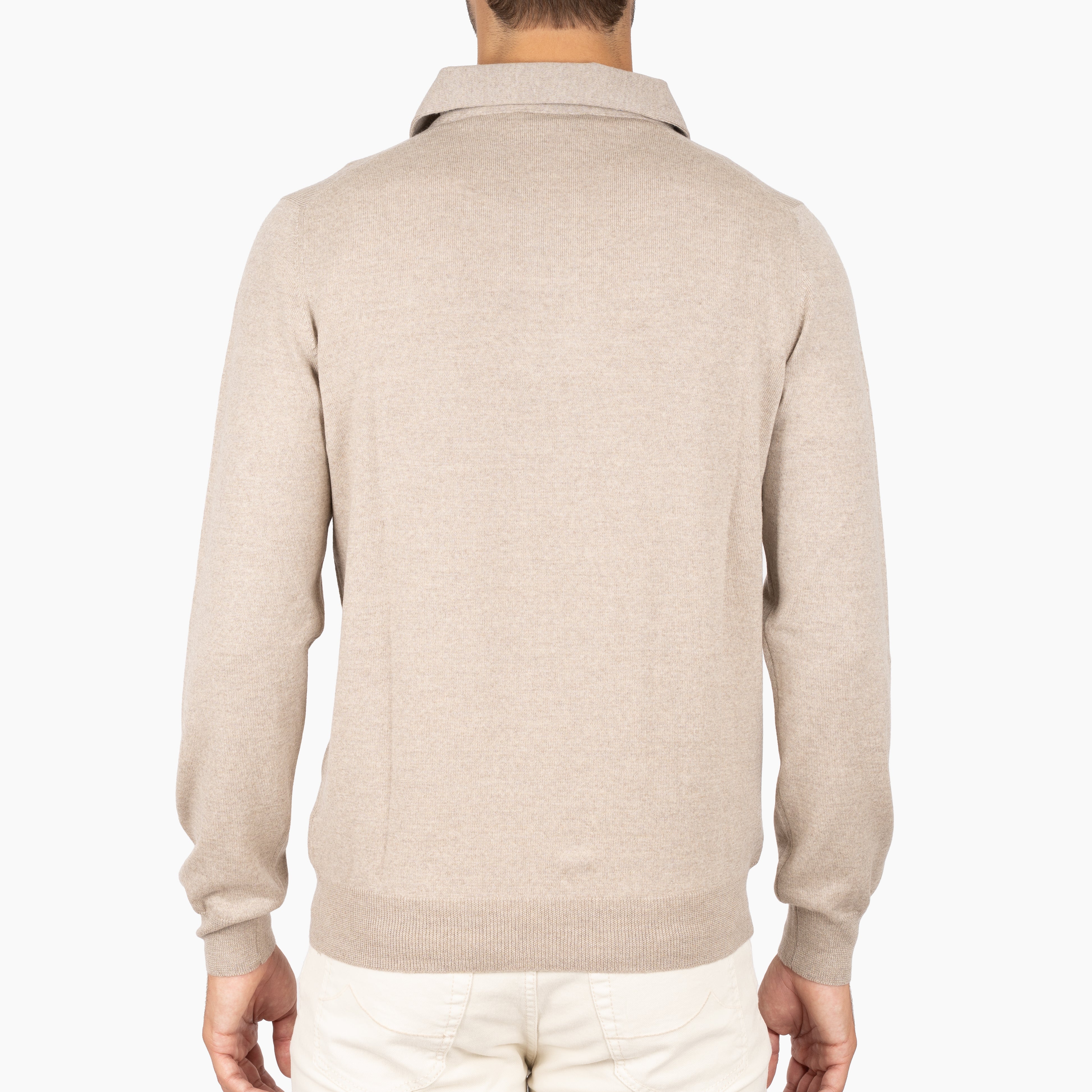 Gran Sasso Gebreide Polo Lange Mouw Beige | Extrafine Merino