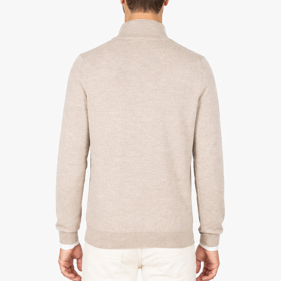 Gran Sasso Gebreide Trui met Rits Beige | Extrafine Merino