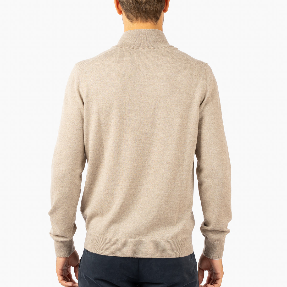 Gran Sasso Gebreide Trui met Rits Beige | Extrafine Merino